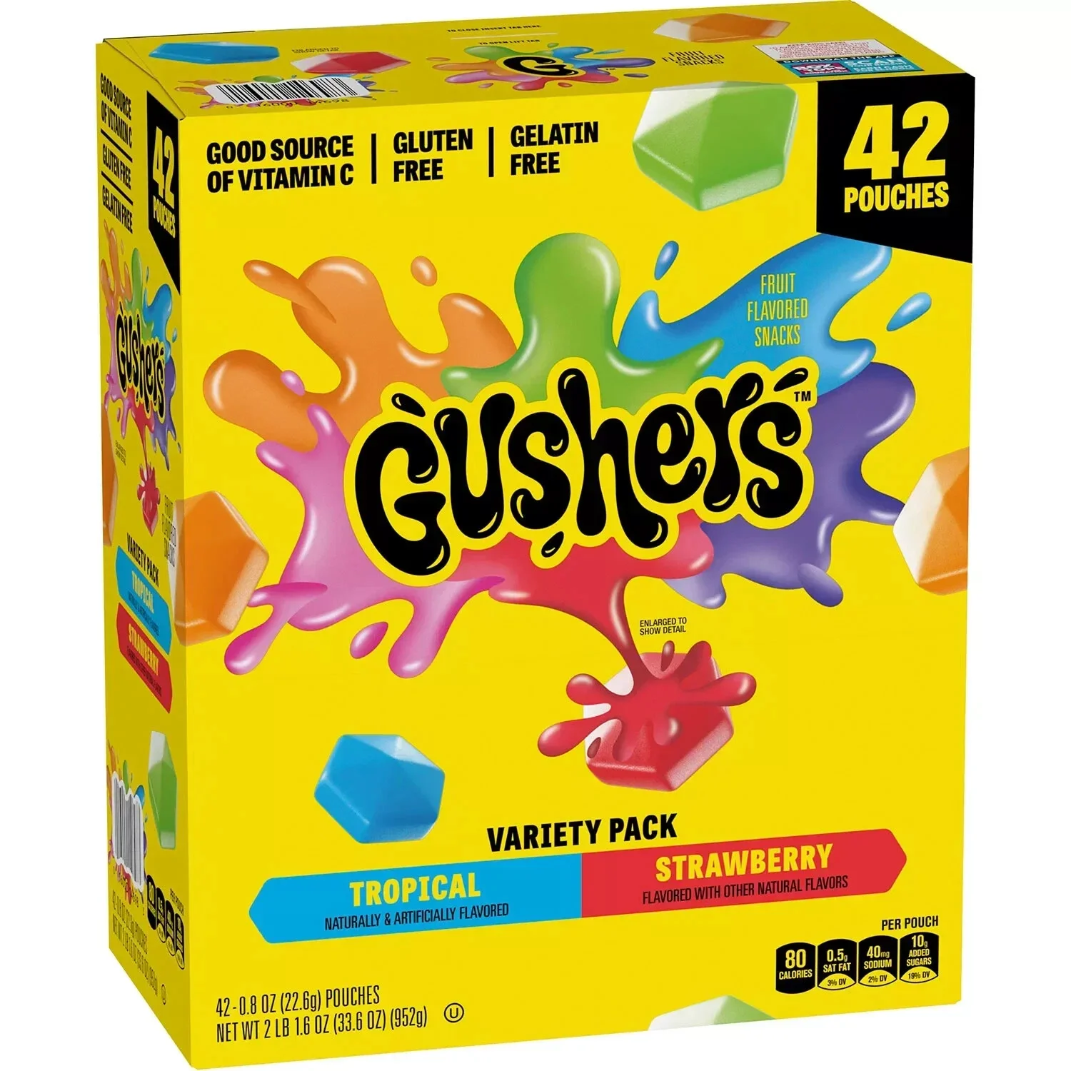 Fruit Gushers Fruit Flavored Snacks, Variety Pack, 0.8 oz, 42-Count