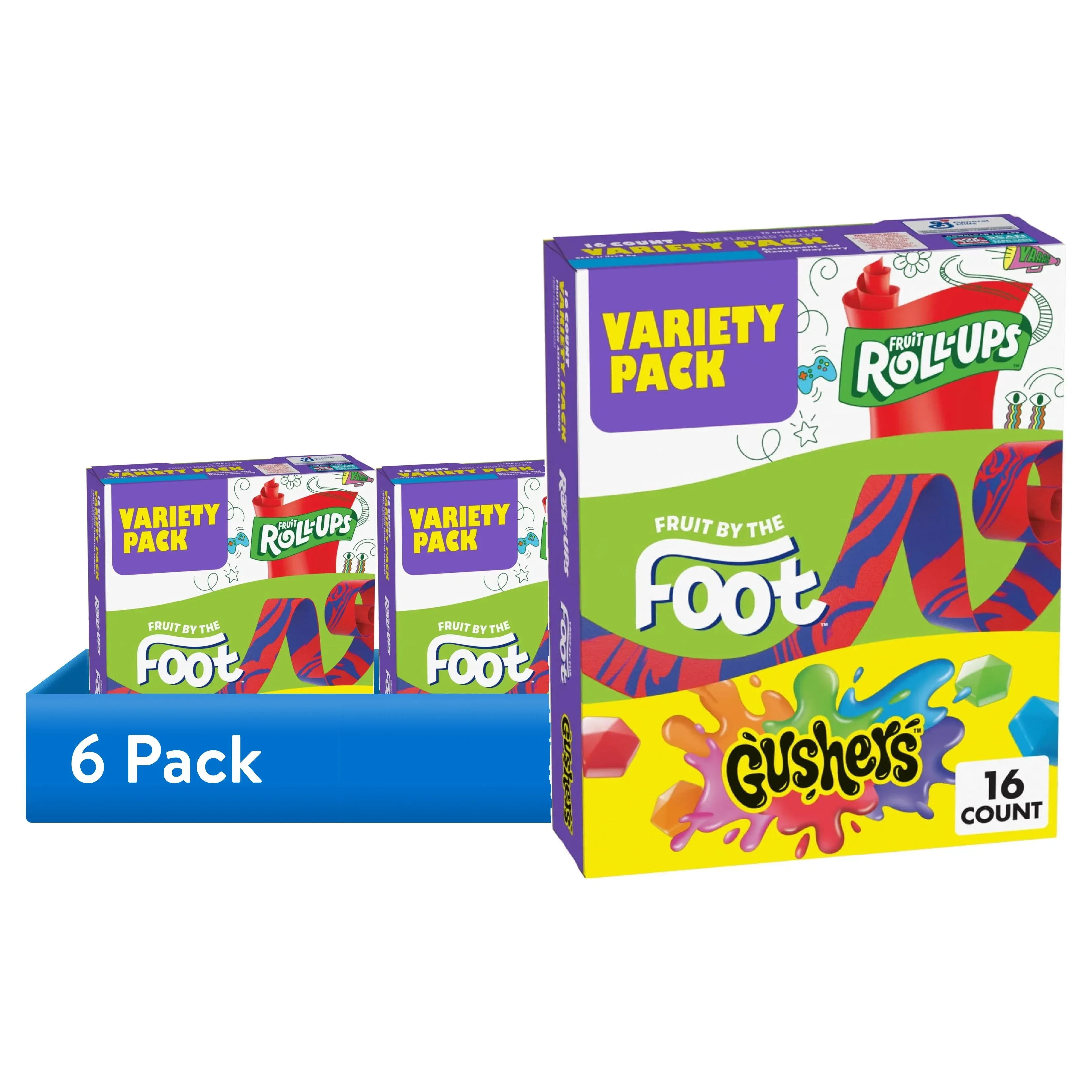 Fruit Roll-Ups, Fruit by the Foot, Gushers, Snacks Variety Pack, 16 Ct, 10.2 oz - Image 8