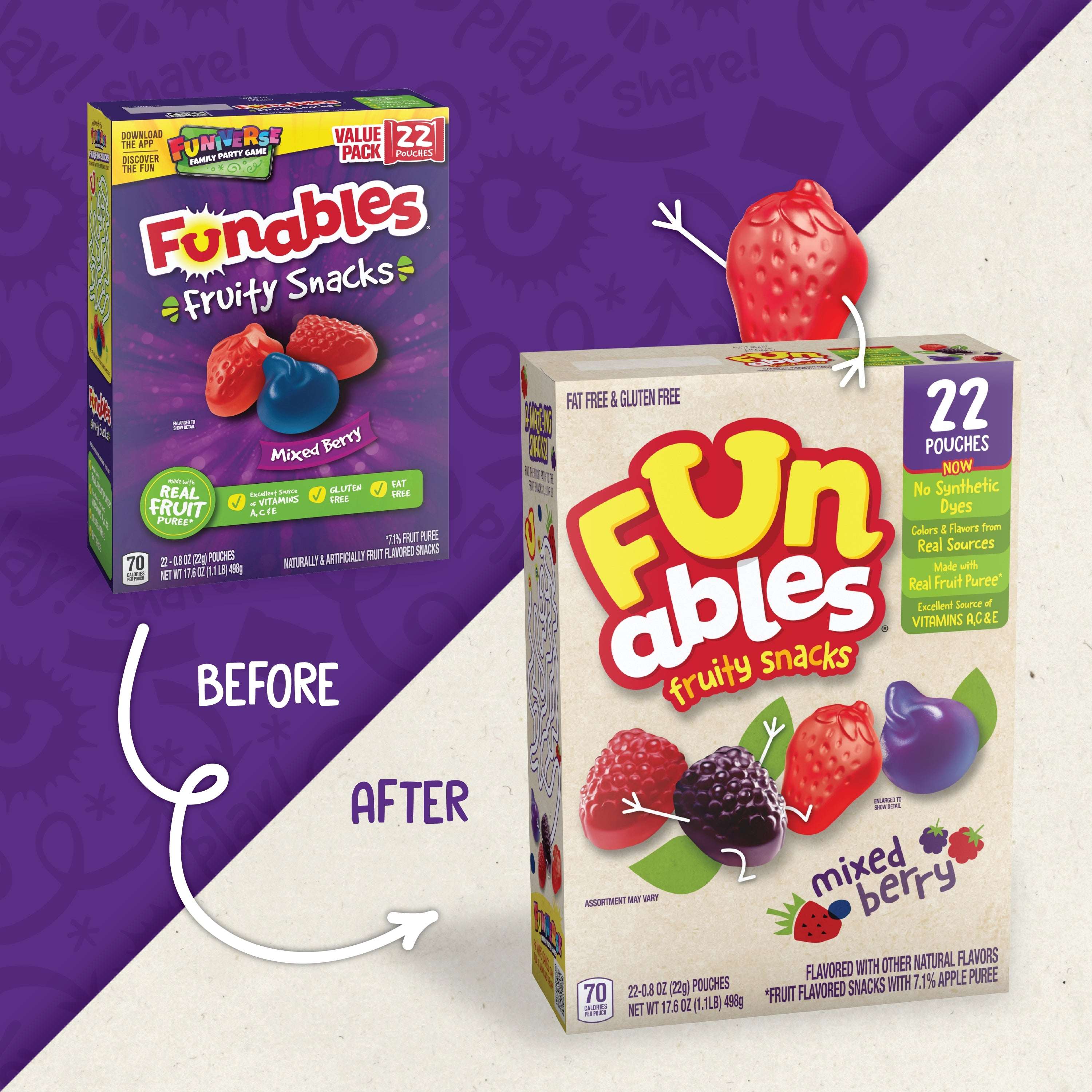 Funables Fruity Snacks, Mixed Berry Flavored Snacks, 0.8 oz, 22 Count - Image 2