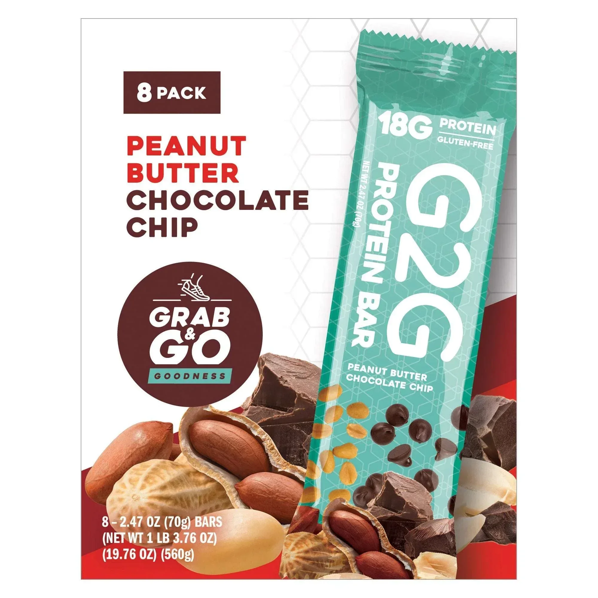 G2G 3-pack Peanut Butter Chocolate Chip Protein Bars 24-count - Image 3