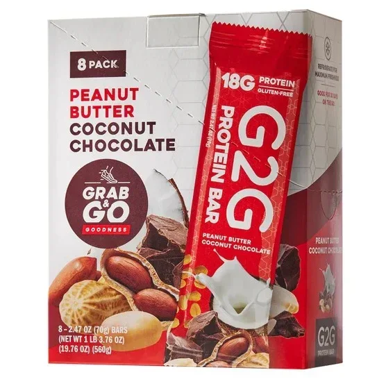 G2G 3-pack Peanut Butter Coconut Chocolate Protein Bars 24-count - Image 2