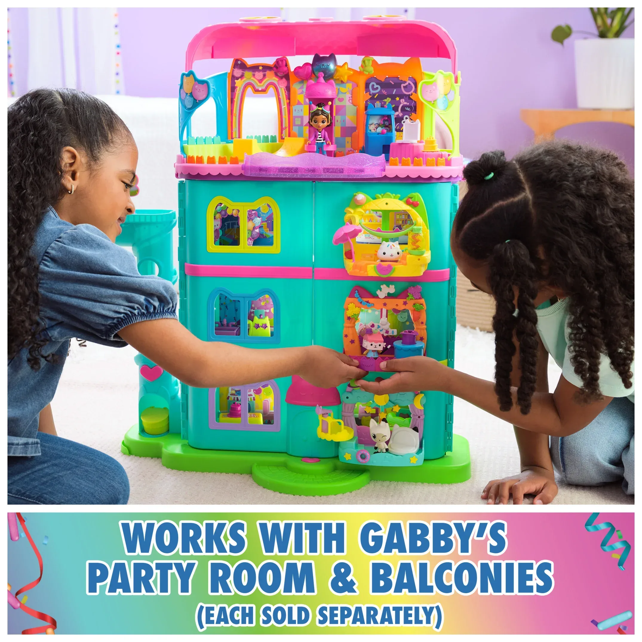 Gabby’s Dollhouse, 25" Tall Celebration Dollhouse with Toy Figures, Furniture & Sound Effects - Image 6