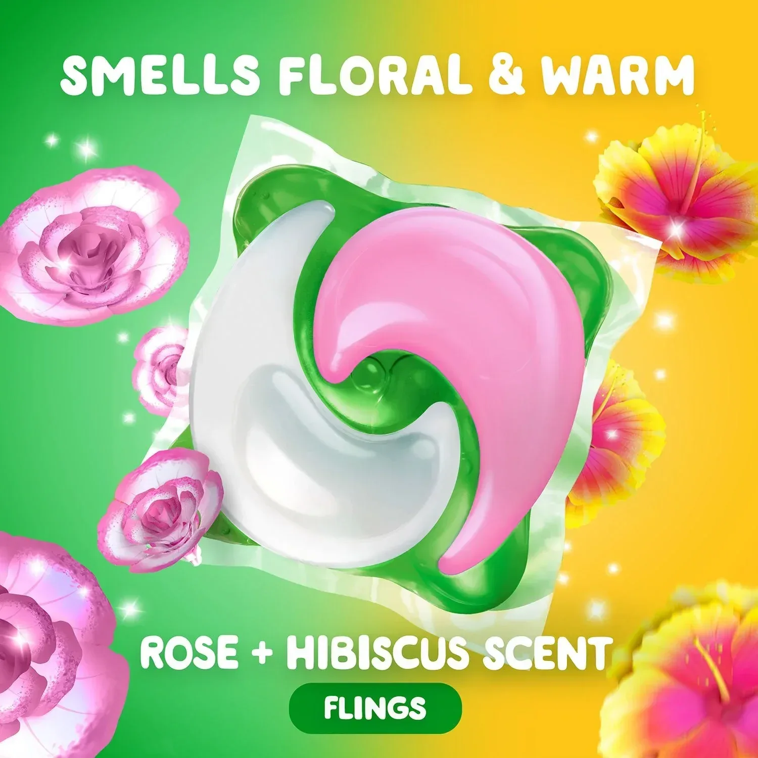 Gain Flings Tango Twist Laundry Detergent Pacs, Rose + Hibiscus Scent, 108 ct. - Image 6