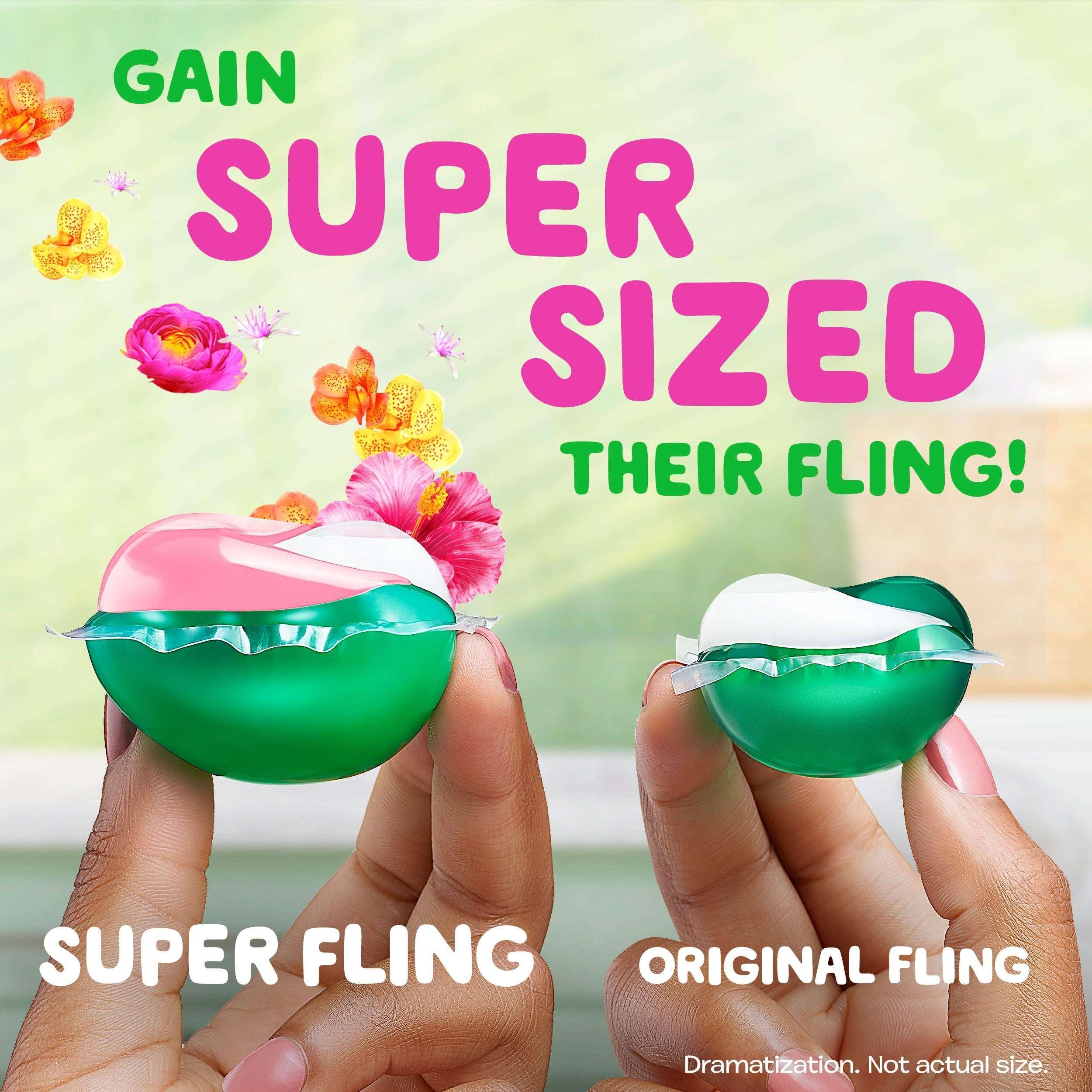 Gain Happy Super-Sized Flings Laundry Detergent Packs, Hibiscus Hula Scent, 18 Count - Image 3