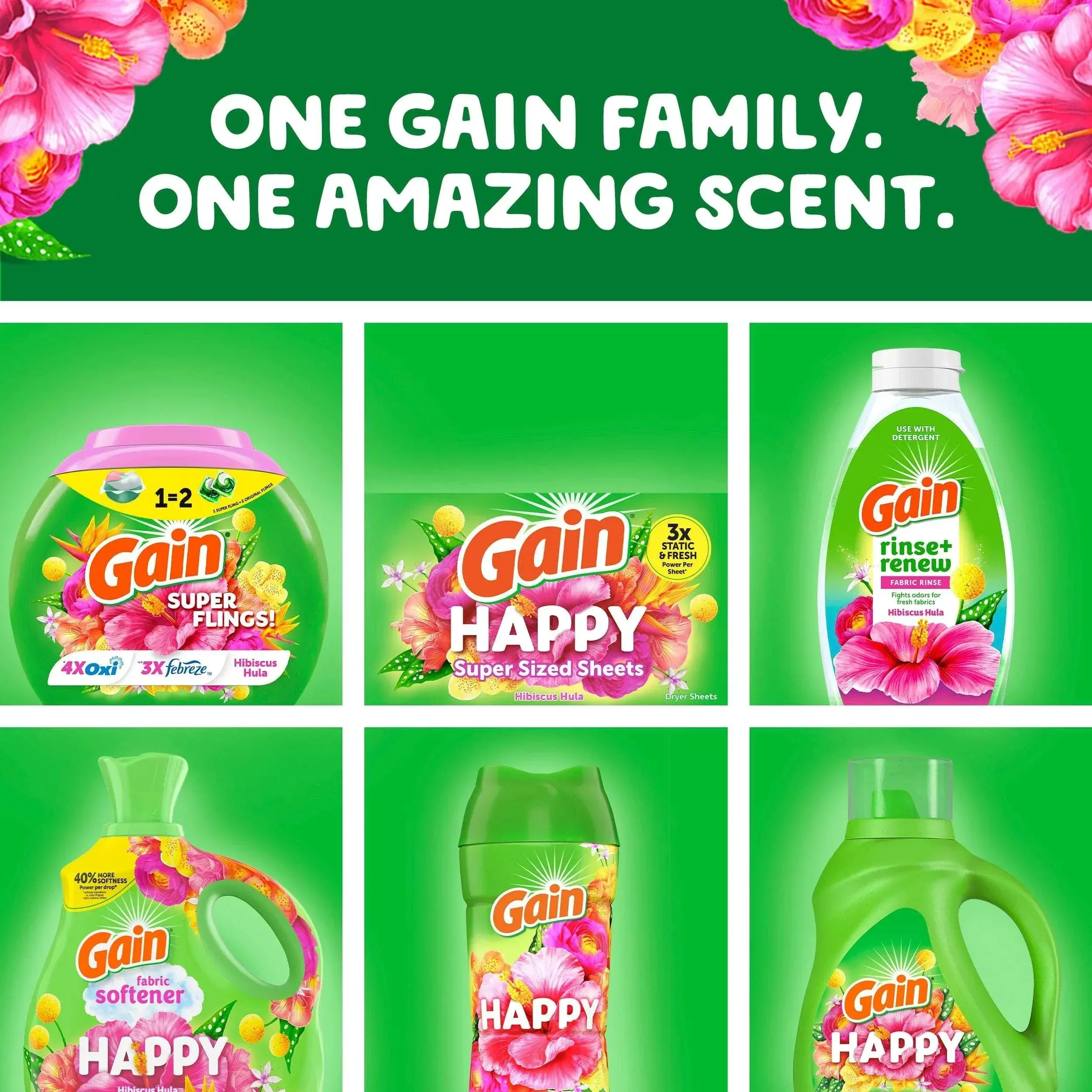 Gain Happy Super-Sized Flings Laundry Detergent Packs, Hibiscus Hula Scent, 18 Count - Image 9