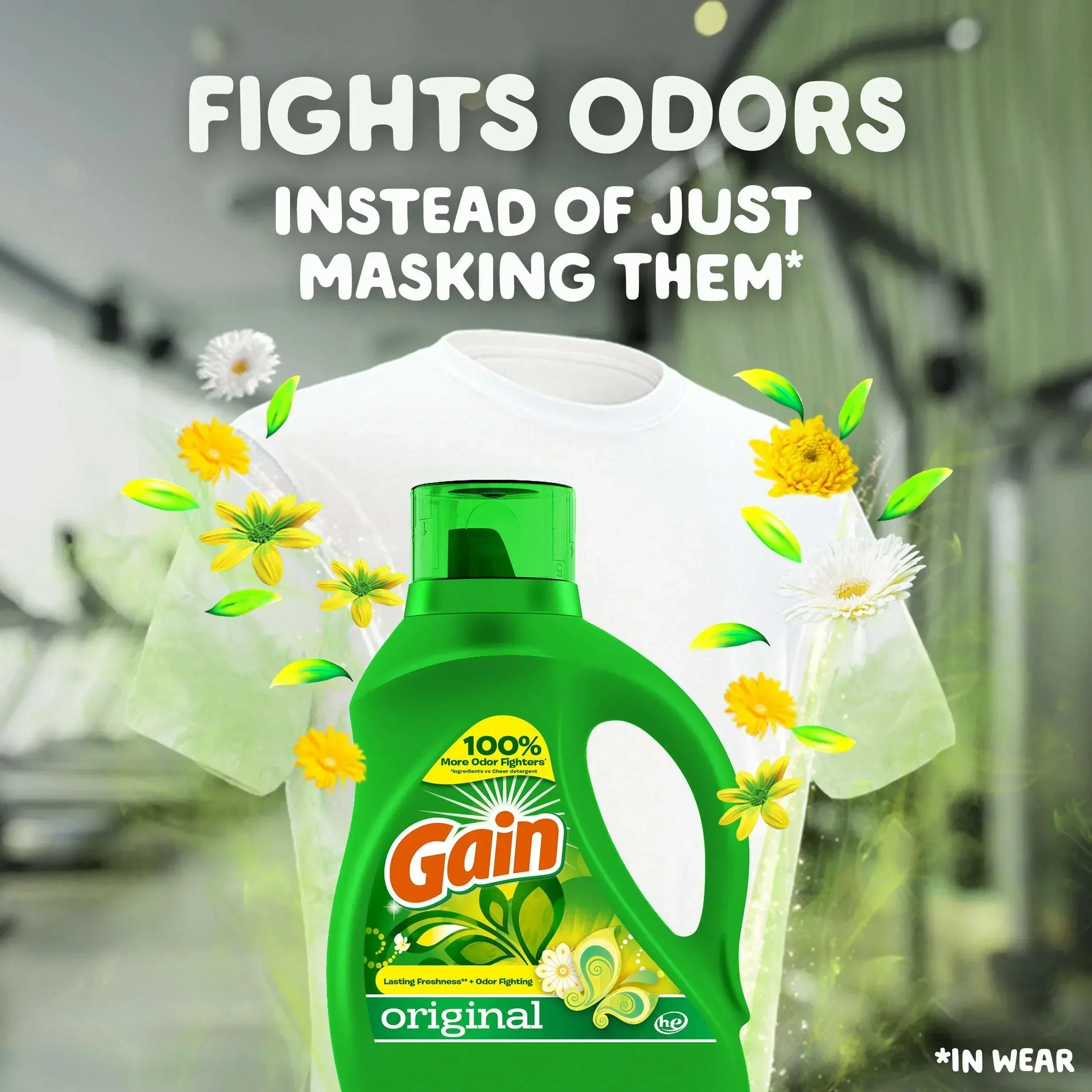 Gain Laundry Detergent Liquid with Odor Fighters, Original Scent, 46 fl oz, 32 Loads - Image 10