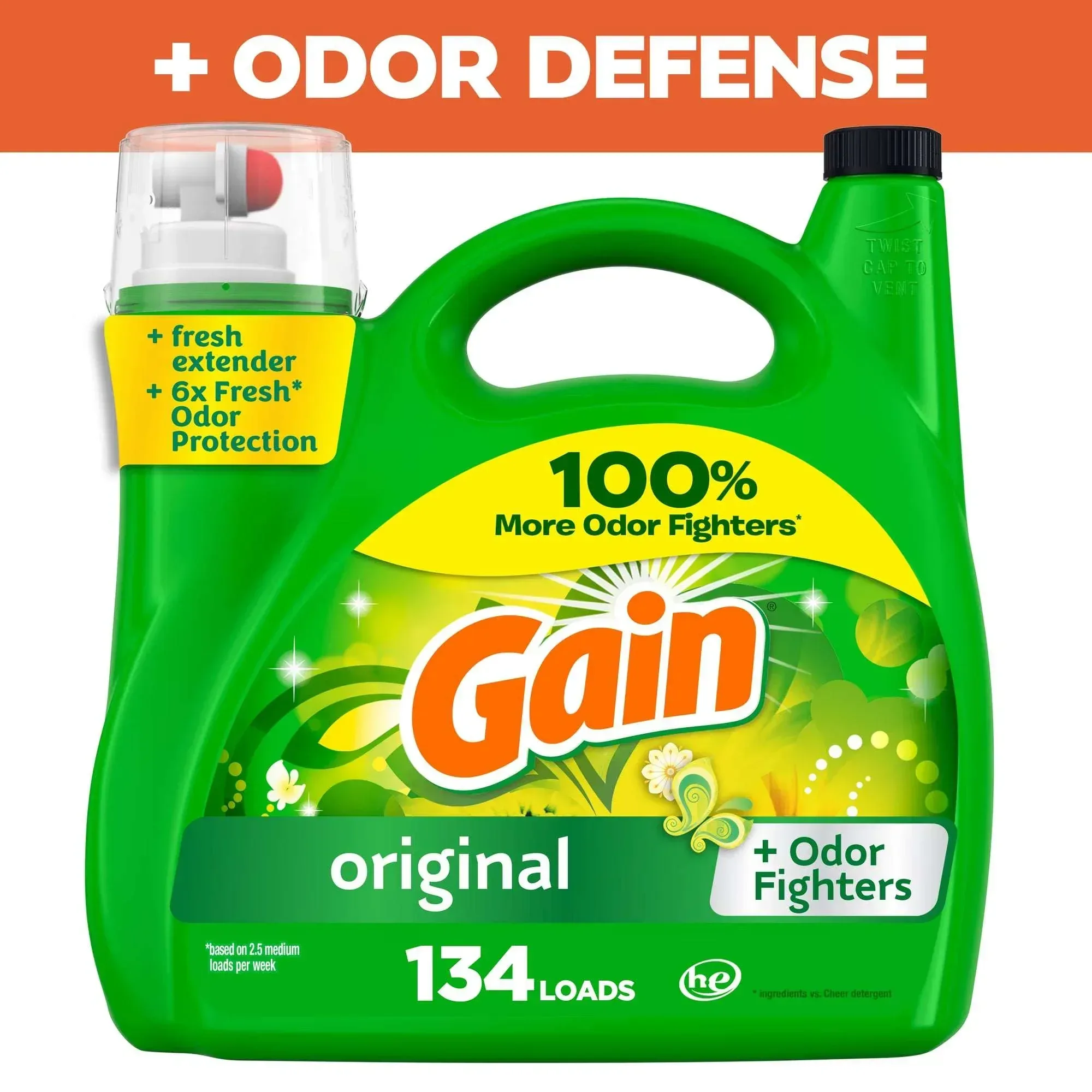 Gain Laundry Detergent Liquid with Odor Fighters, Original Scent, 46 fl oz, 32 Loads - Image 15