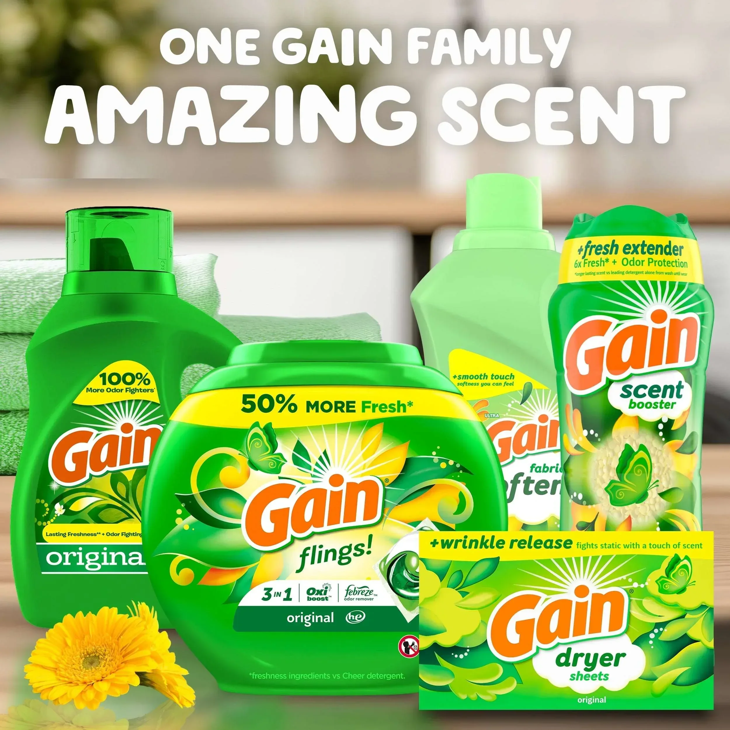 Gain Laundry Detergent Liquid with Odor Fighters, Original Scent, 46 fl oz, 32 Loads - Image 4