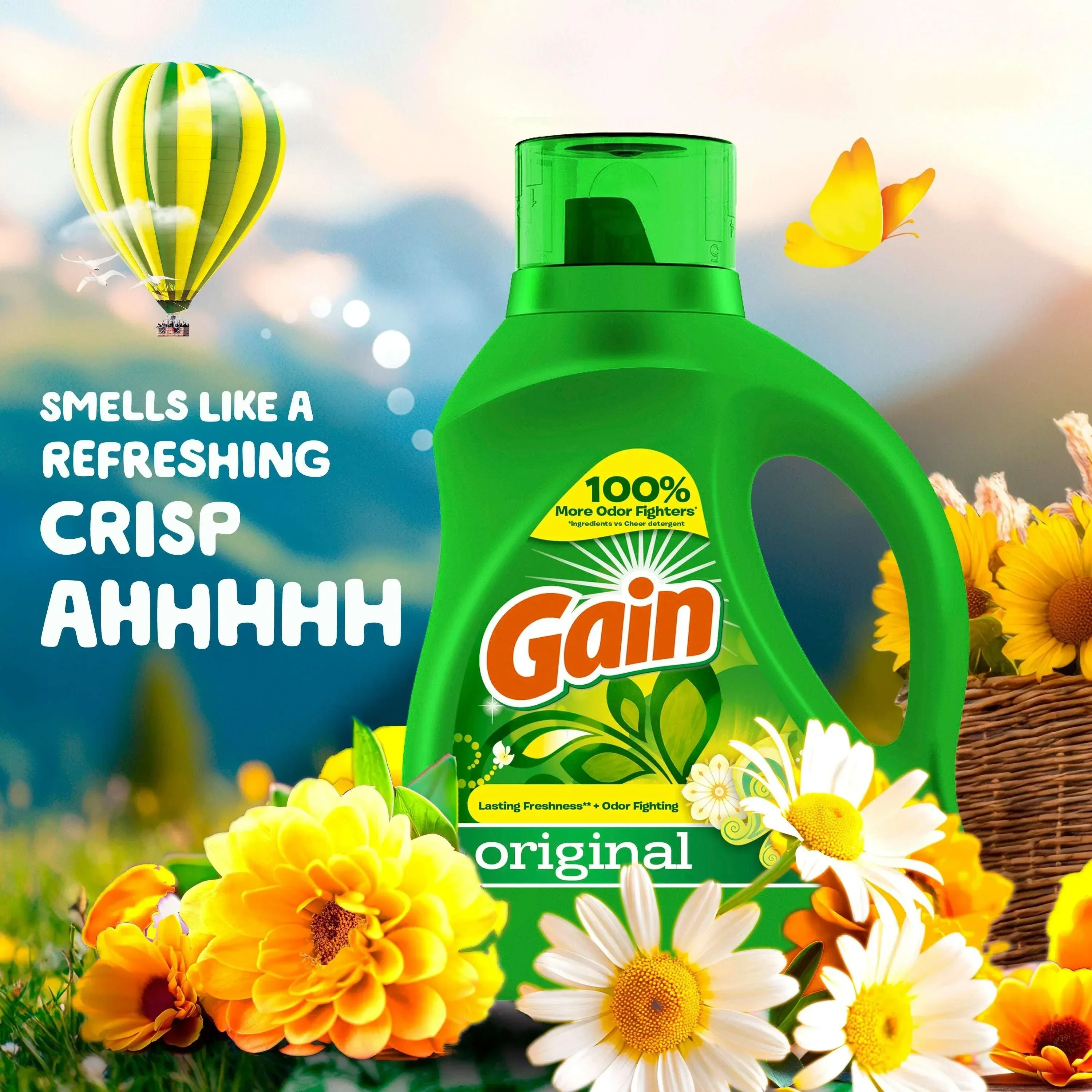 Gain Laundry Detergent Liquid with Odor Fighters, Original Scent, 46 fl oz, 32 Loads - Image 9
