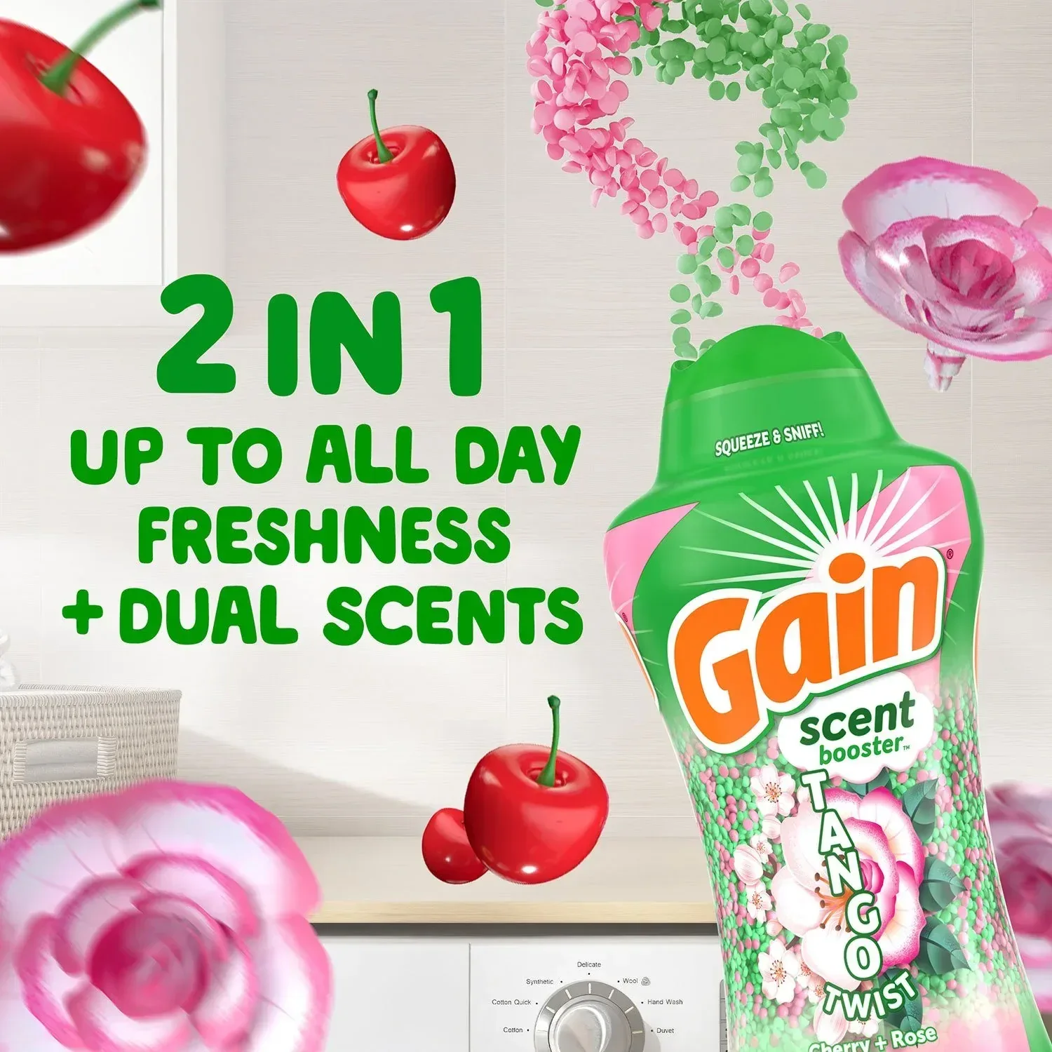 Gain Tango Twist Laundry Scent Booster Beads, Cherry and Rose Scent, 26.3 oz. - Image 3