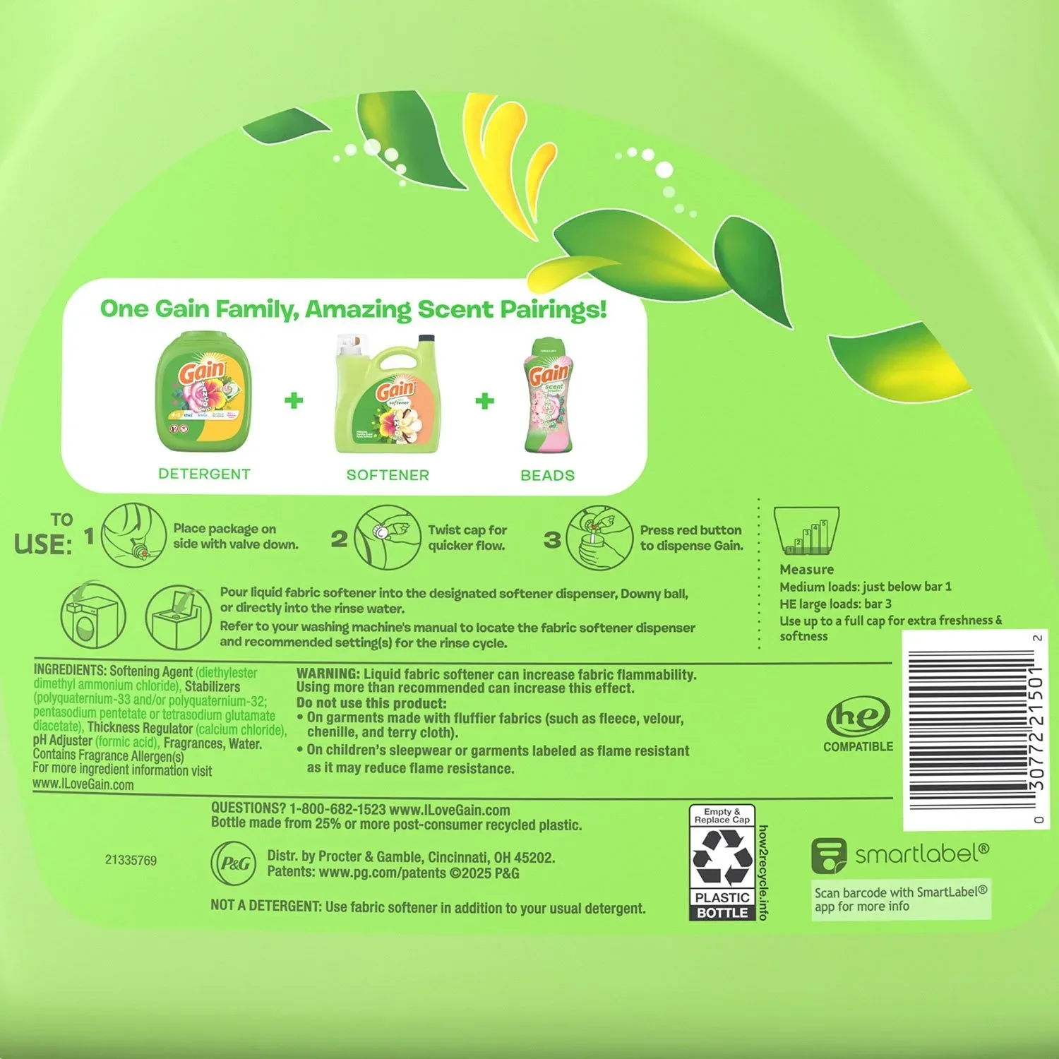 Gain Tango Twist Liquid Fabric Softener, Hibiscus and Vanilla Scent, 244 loads, 143 fl. oz. - Image 2