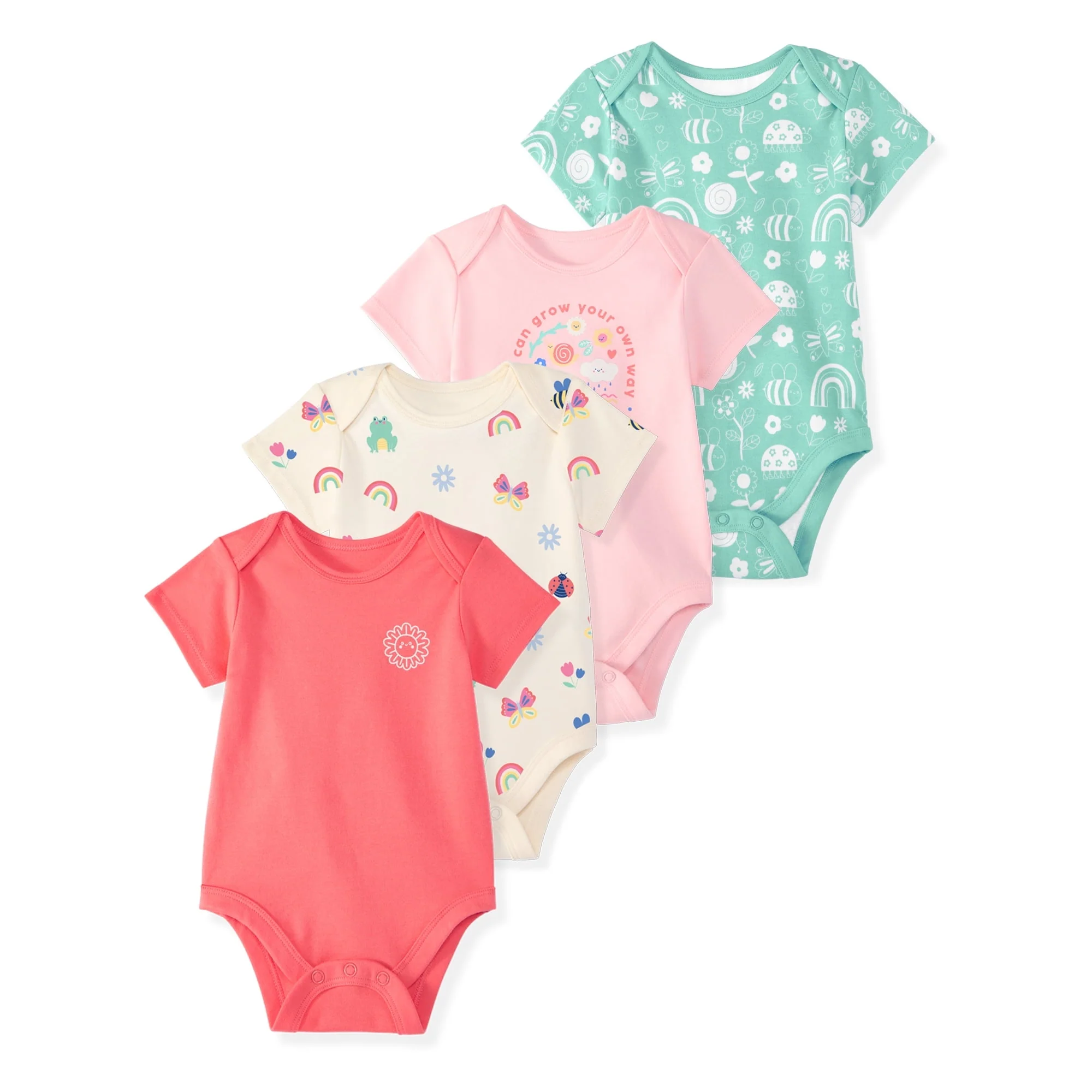 Garanimals Newborn Baby Boy, Girl & Unisex Cotton Short Sleeve Bodysuits, Multiple Sizes 0–24 Months, 4-Pack - Image 25