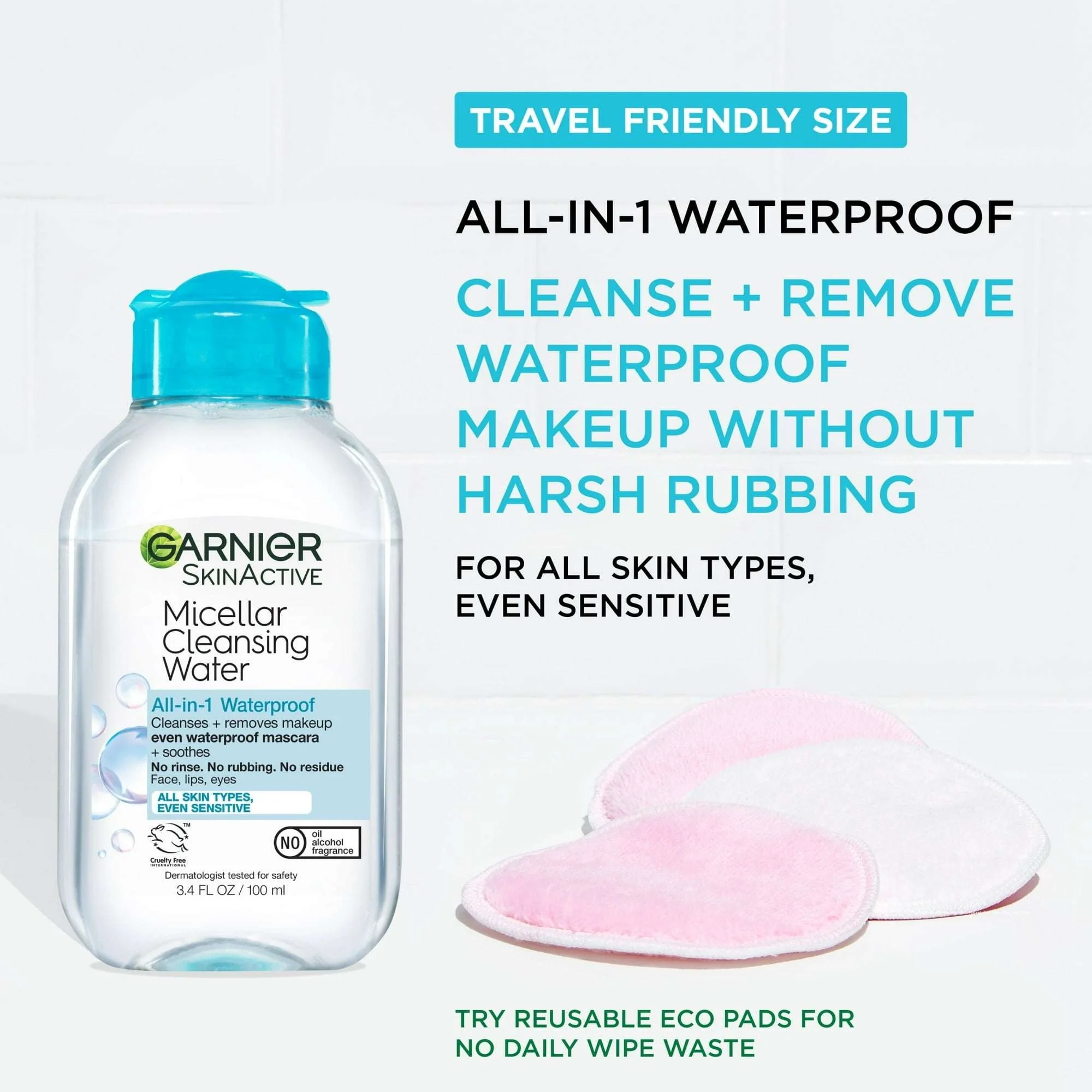 Garnier SkinActive Micellar Cleansing Water All in 1 Waterproof Makeup Remover, Face Cleanser - Image 3