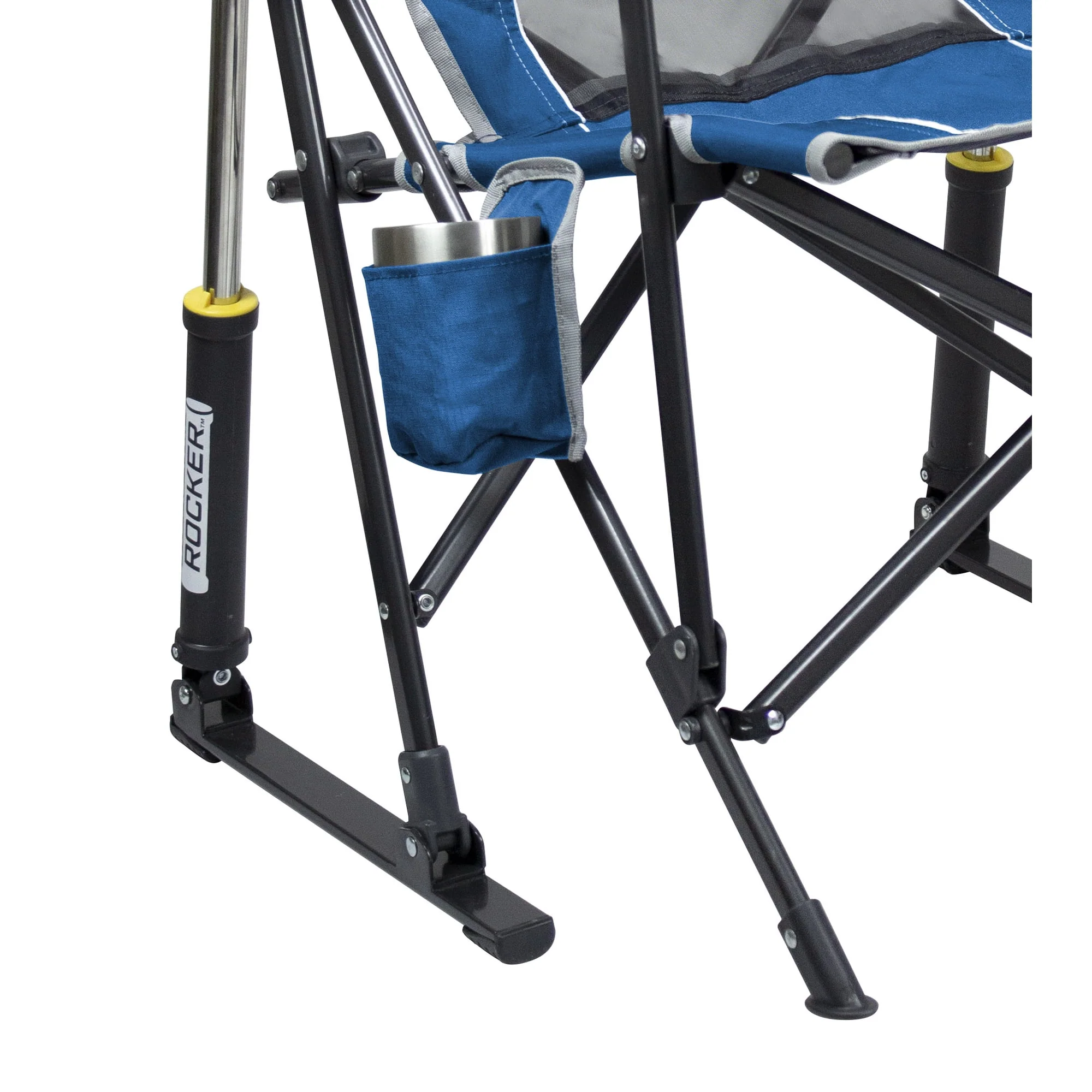 GCI Outdoor RoadTrip Rocker Foldable Rocking Camp Chair, Blue - Image 3
