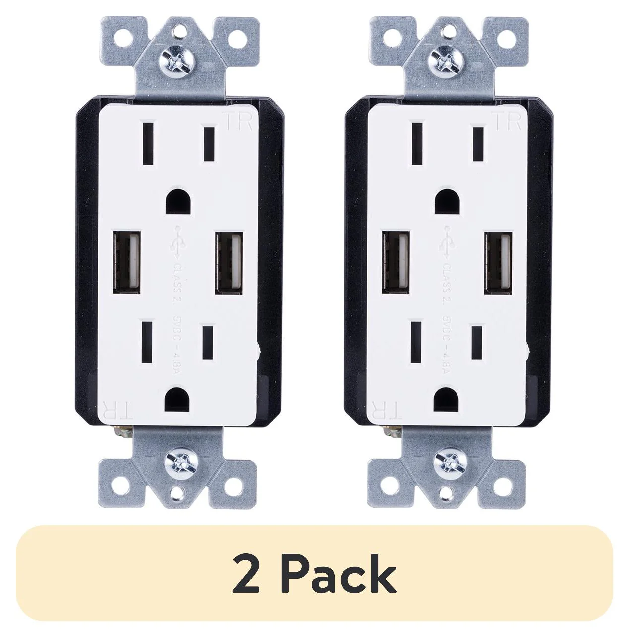 GE UltraPro 2-Outlet, 2-USB in-Wall Receptacle, White/Light Almond, 15A - 40405 - Image 11