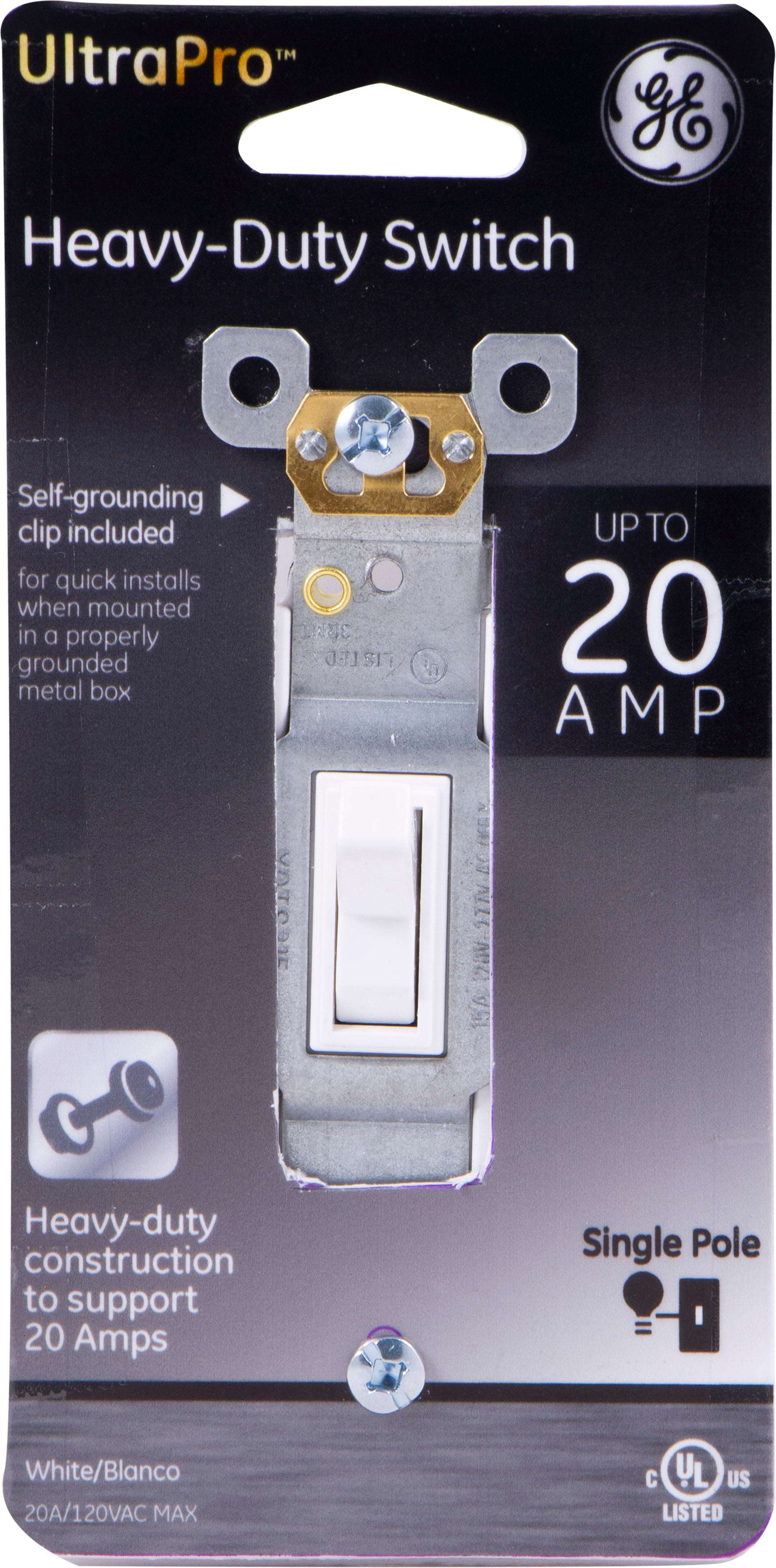 GE UltraPro Heavy-Duty Grounding Toggle Switch, 20 Amps - Image 2