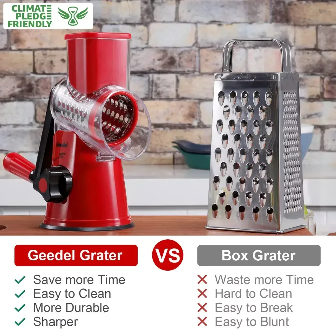 Geedel Rotary Cheese Grater, Kitchen Grater Vegetable Slicer with 3 Interchangeable Blades, Powerful Suction, Dishwasher Safe, Easy to Clean Grater for Vegetable, Fruit, Nuts - Image 28
