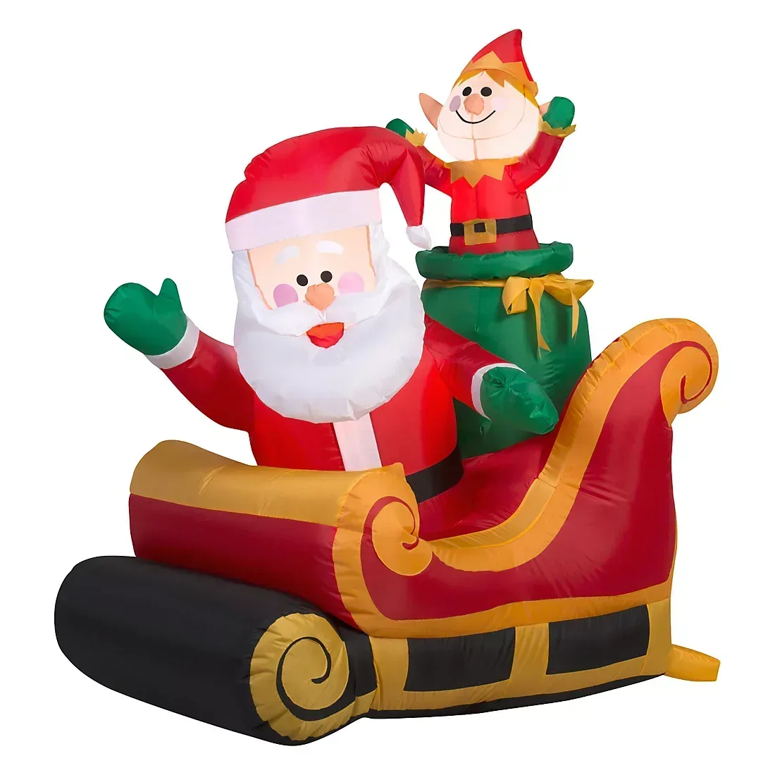 Gemmy Christmas 3.5' Inflatable Santa and Elf in Sleigh - Image 2