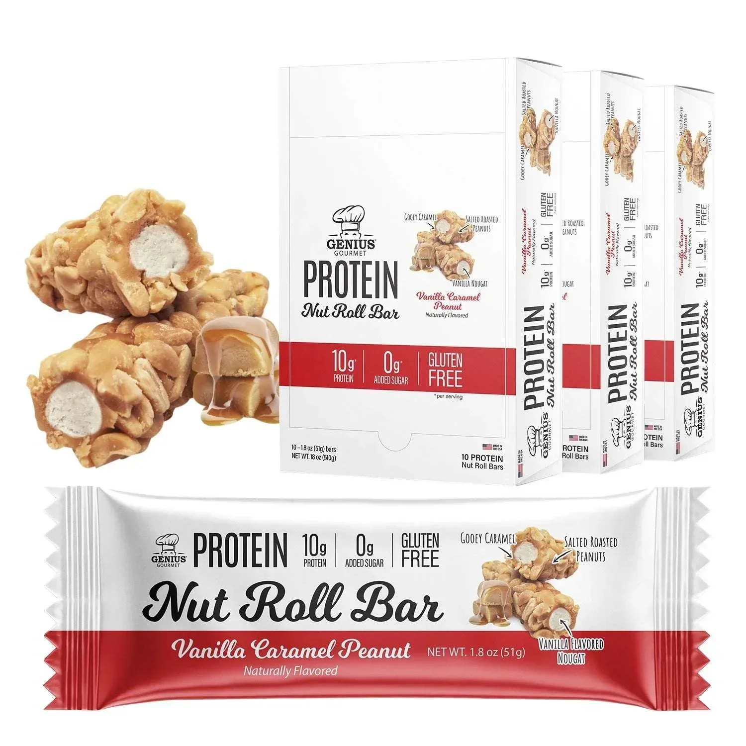 Genius Gourmet Protein Bar, Rolled Nut Bar, 30 Count - Image 2