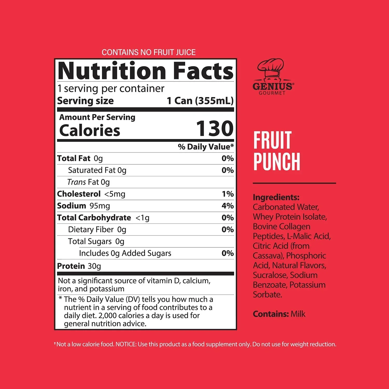 Genius Gourmet Sparkling Protein, Fruit Punch, 12 fl. oz., 12 pk. - Image 2