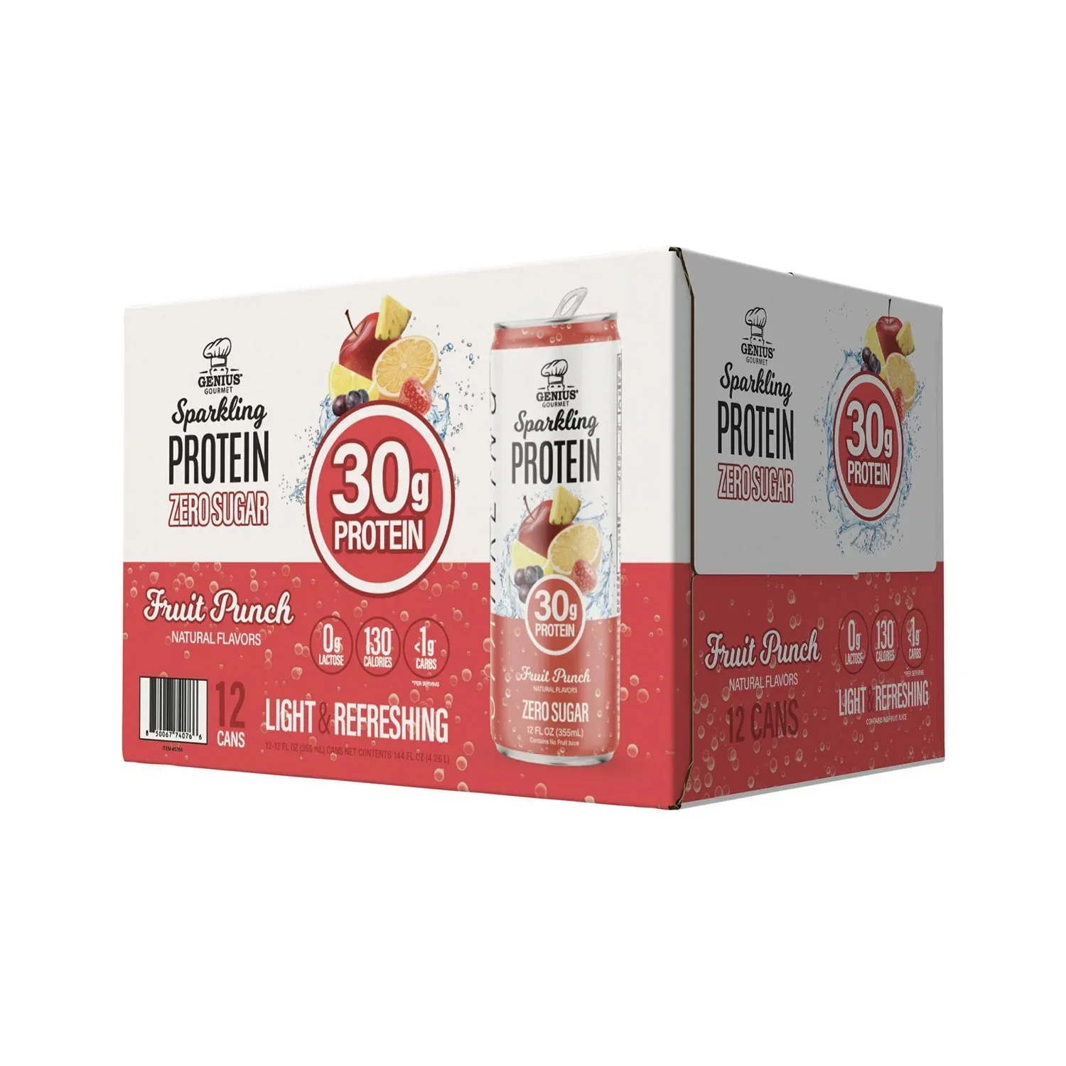 Genius Gourmet Sparkling Protein, Fruit Punch, 12 fl. oz., 12 pk. - Image 5