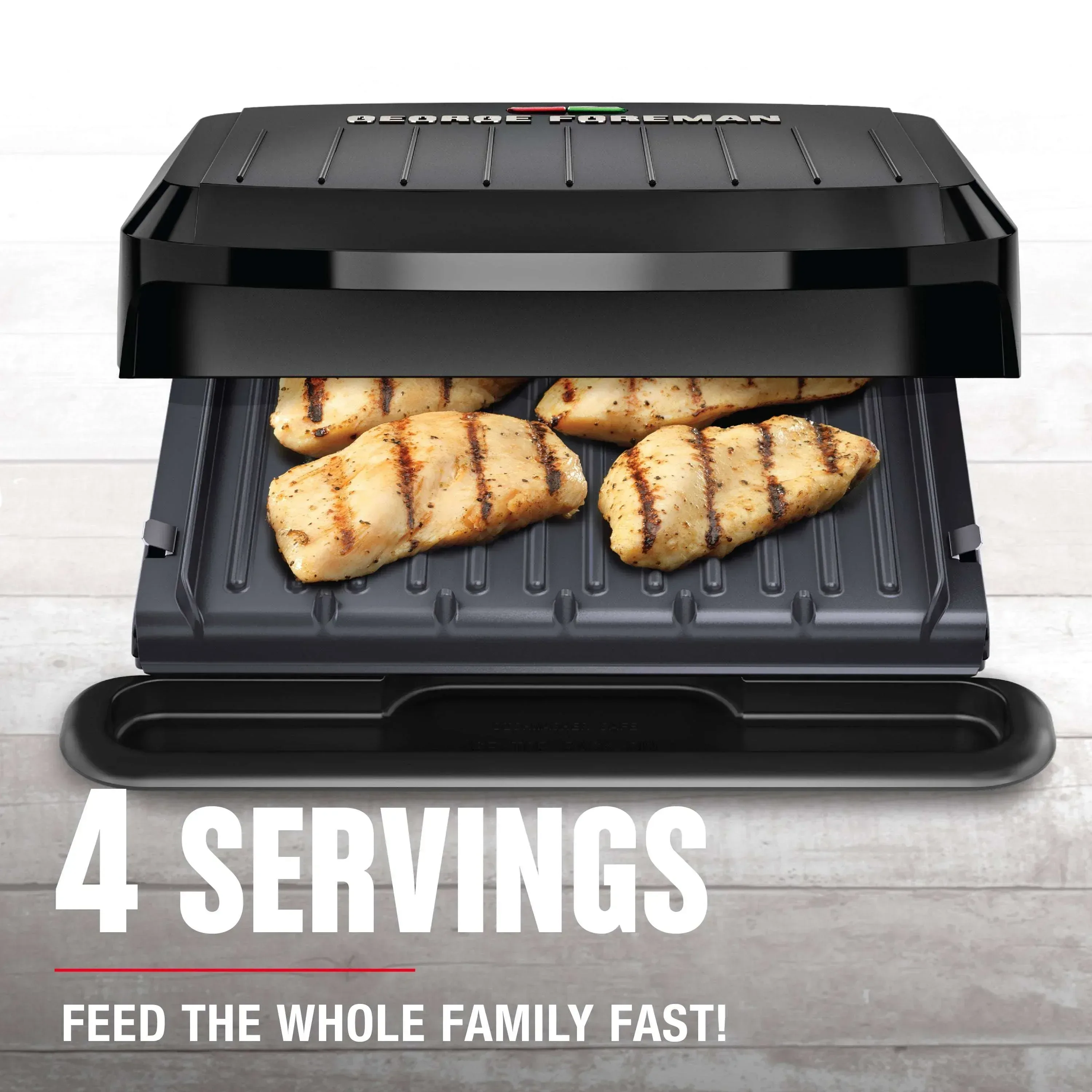 George Foreman 4-Serving Non-Stick Removable Dishwasher Safe Plates, Grill and Panini Maker, Durable Easy-to-Clean Plastic Housing - Image 10