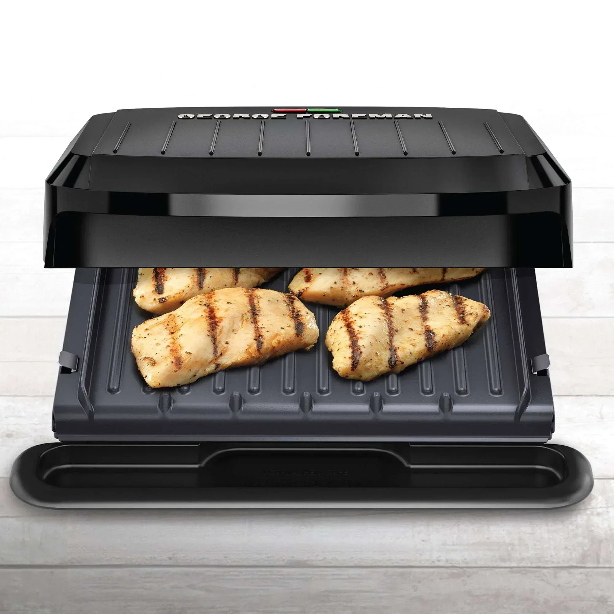 George Foreman 4-Serving Non-Stick Removable Dishwasher Safe Plates, Grill and Panini Maker, Durable Easy-to-Clean Plastic Housing - Image 2