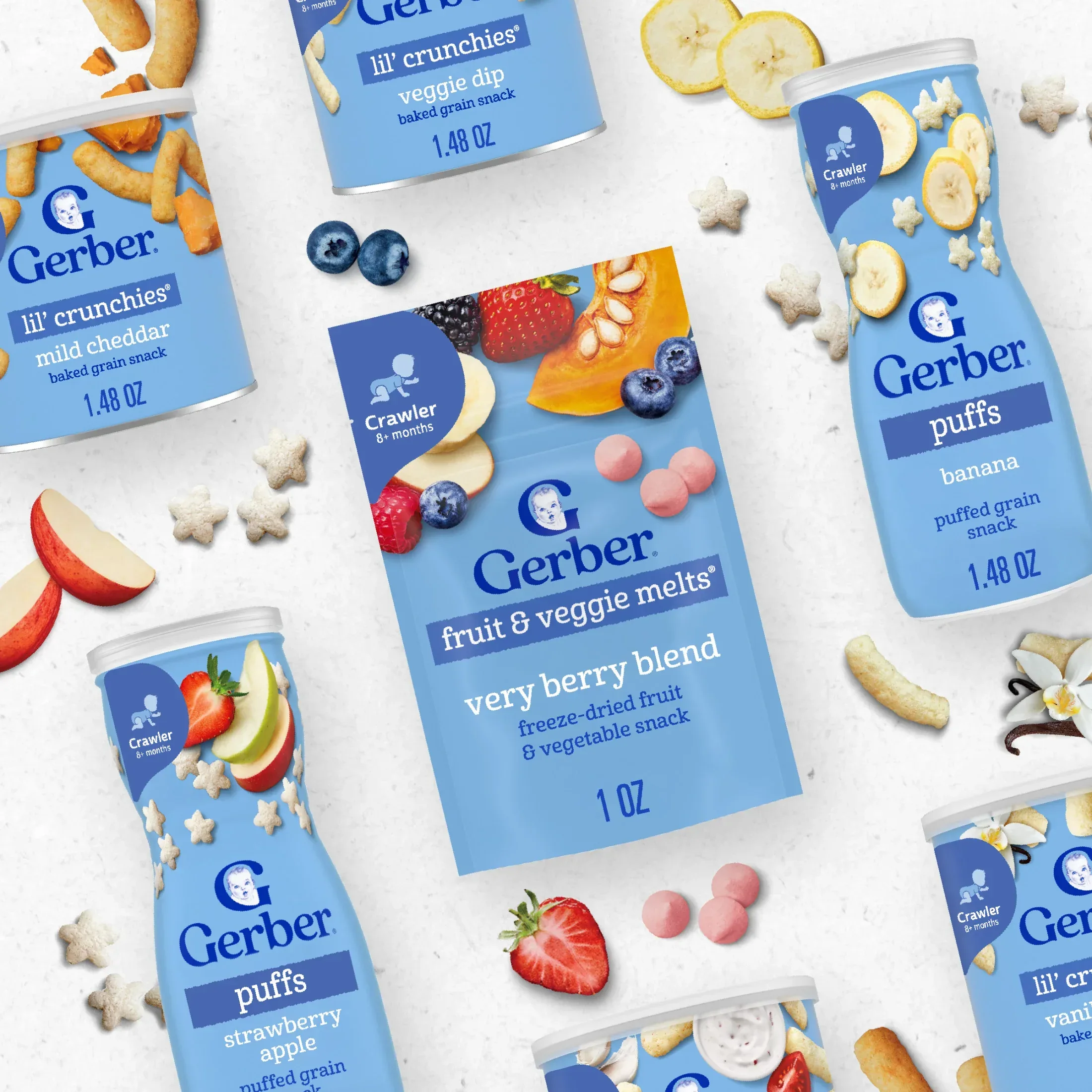 Gerber Stage 3 Baby Food Snacks, Mild Cheddar Lil' Crunchies, Baby Led Feeding 1.48 oz - Image 6