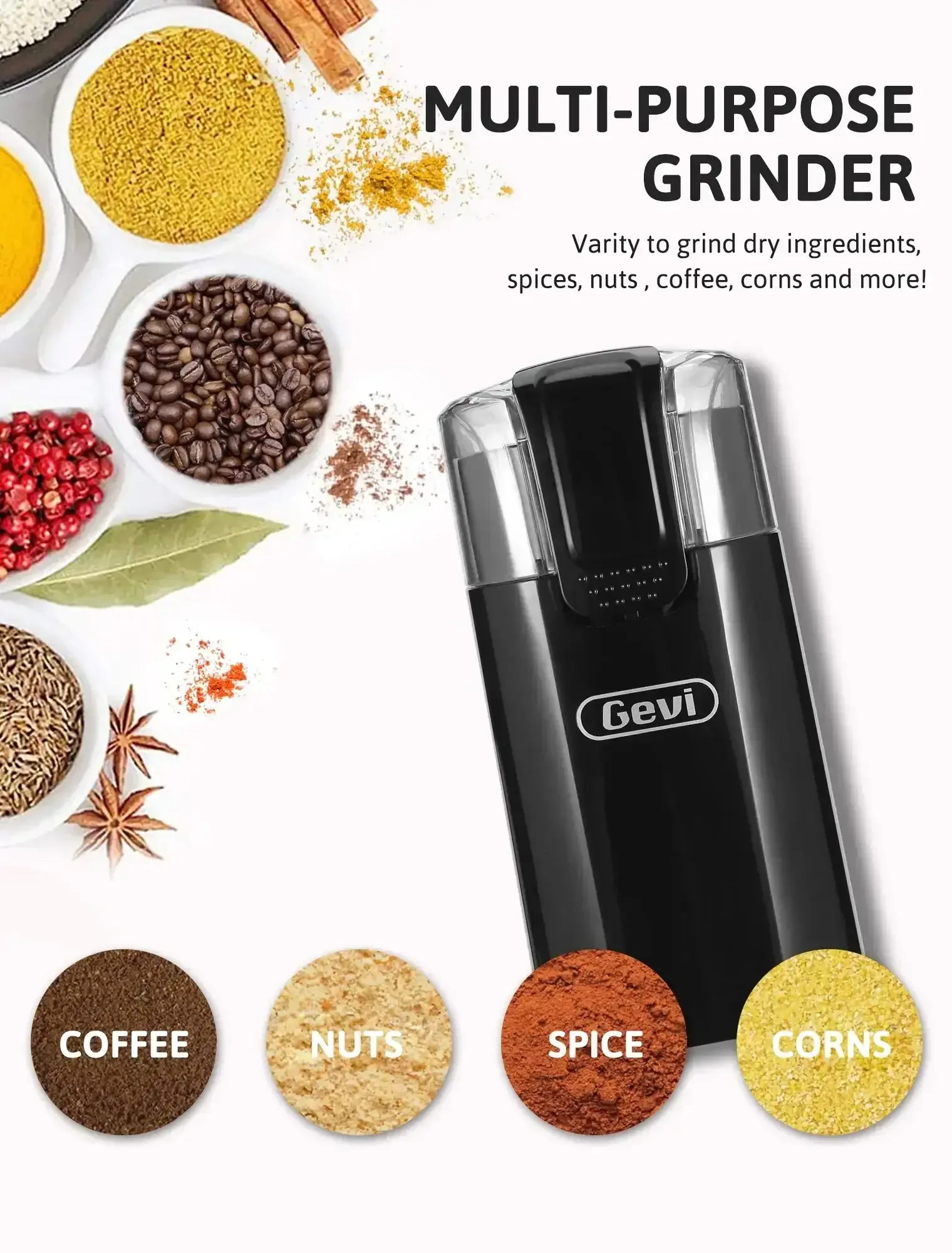 Gevi 12-Cup Electric Coffee Grinder with Stainless Steel Blades - Image 8
