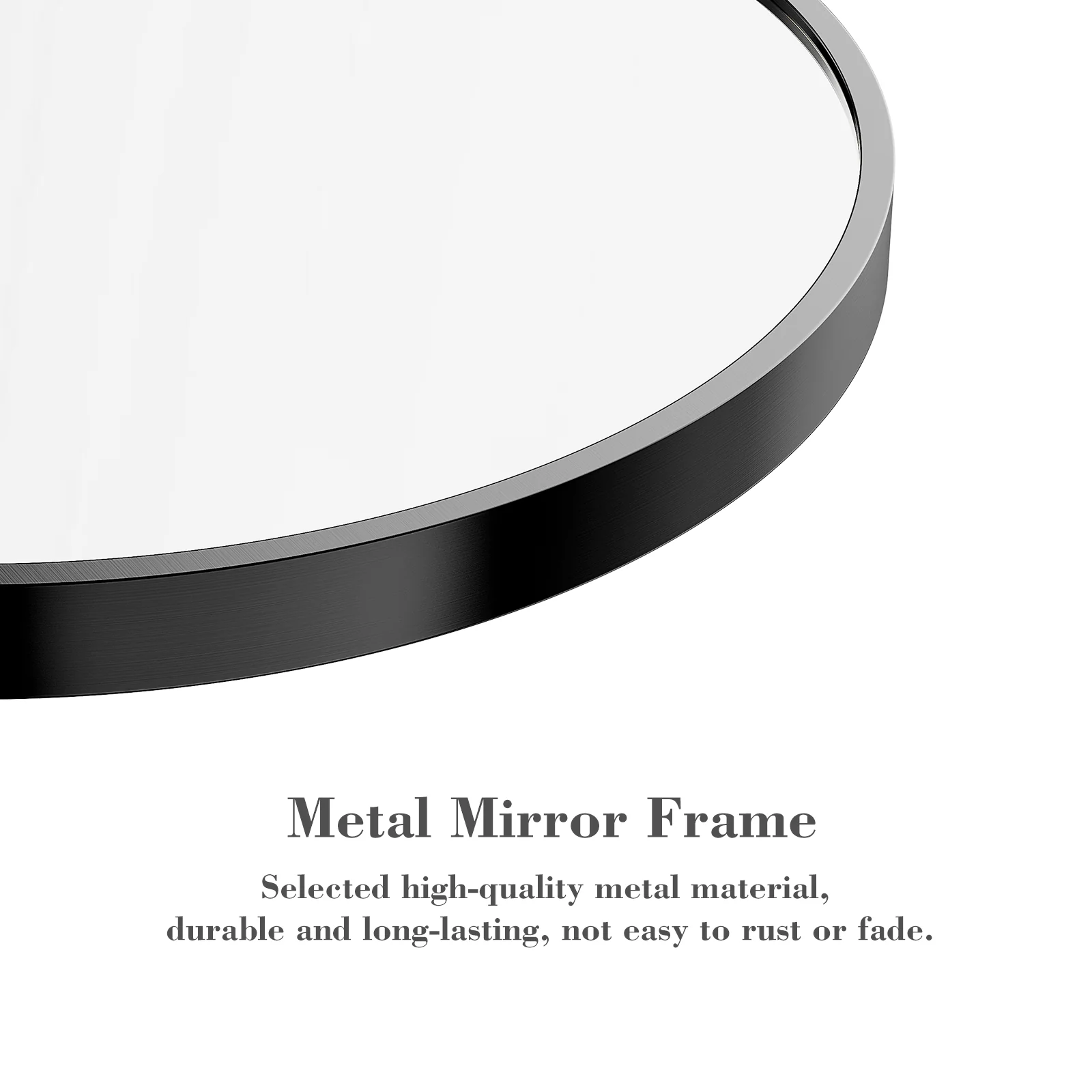 GIANNA 20-inch Round Bathroom Vanity Mirror – Shatterproof, Silver-Plated with Rust-Resistant Aluminum Frame, Black - Image 4