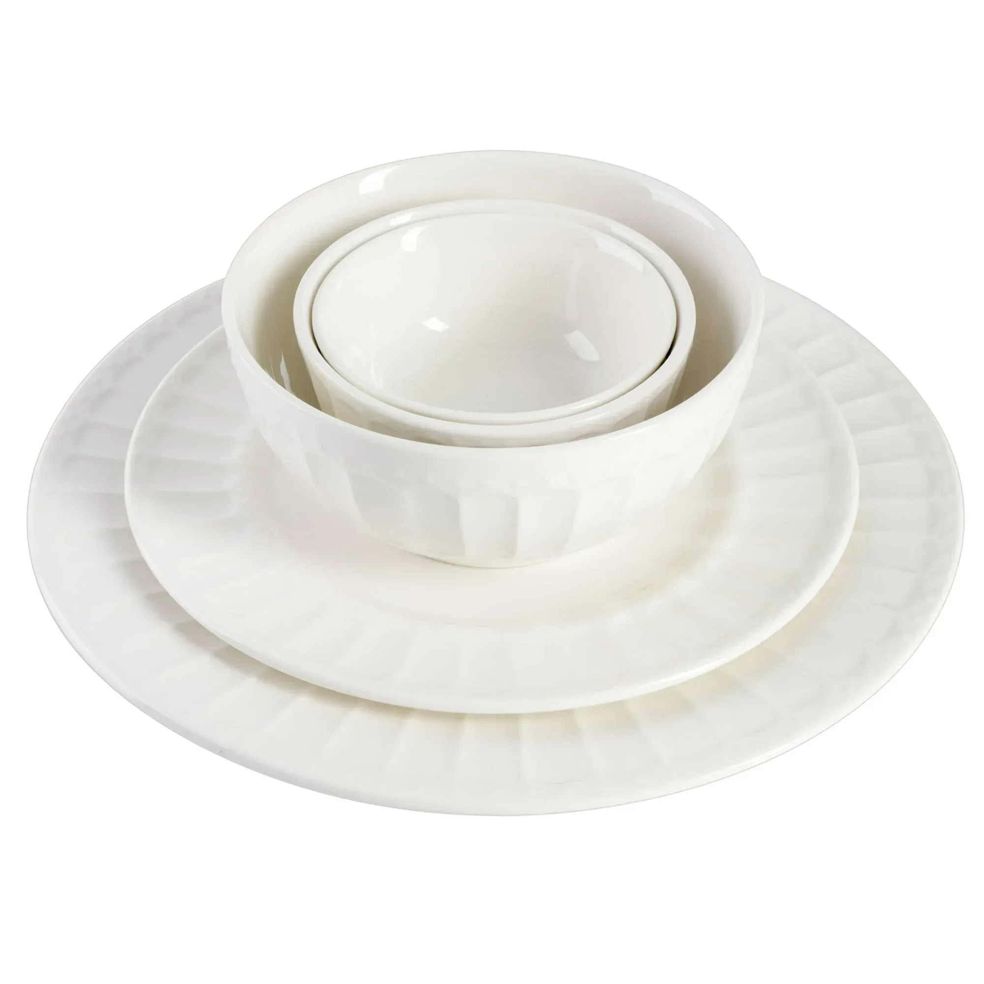Gibson Home Gracious Dining Gourmet Expressions 40 Piece Embossed Porcelain Dinnerware Set - Image 2