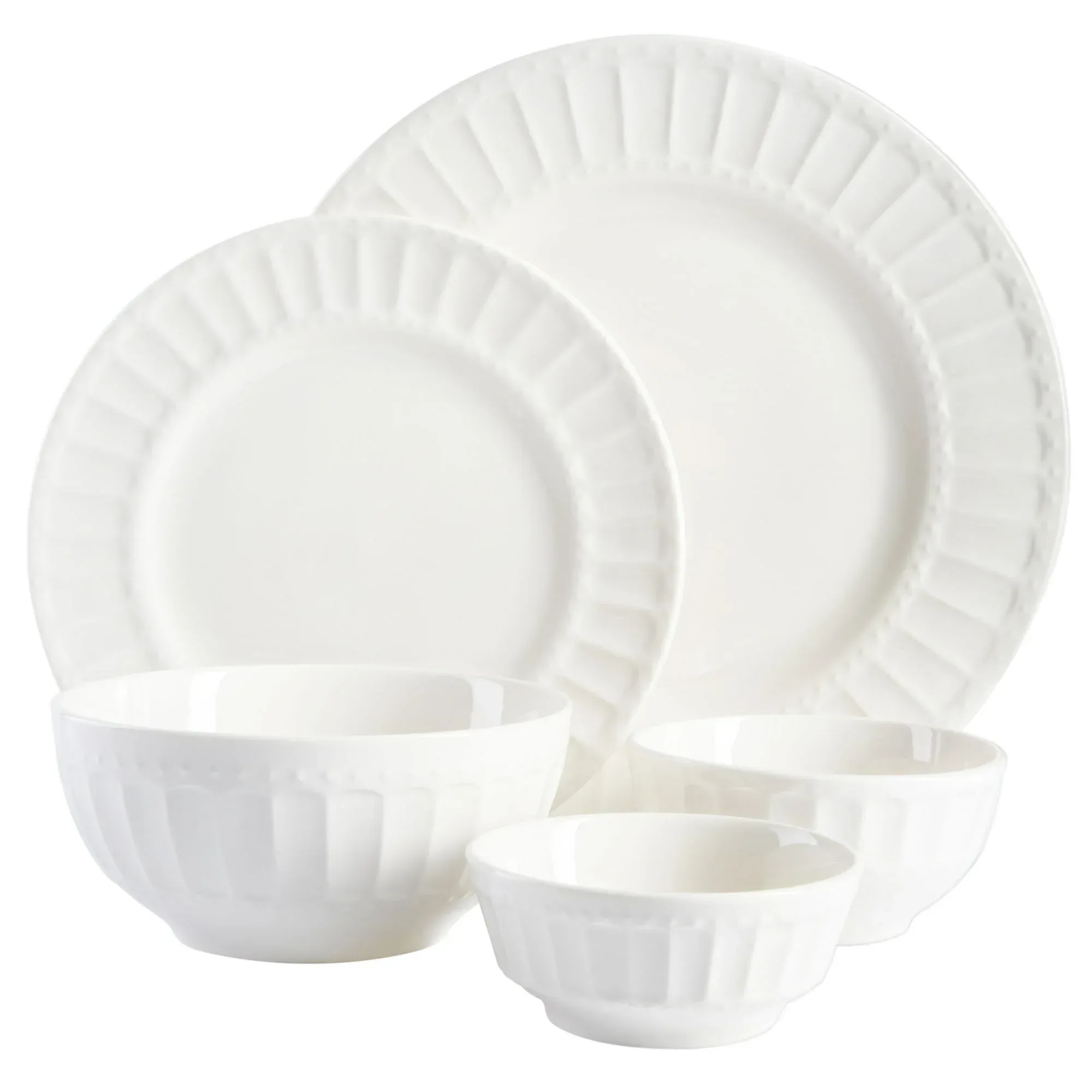 Gibson Home Gracious Dining Gourmet Expressions 40 Piece Embossed Porcelain Dinnerware Set - Image 3
