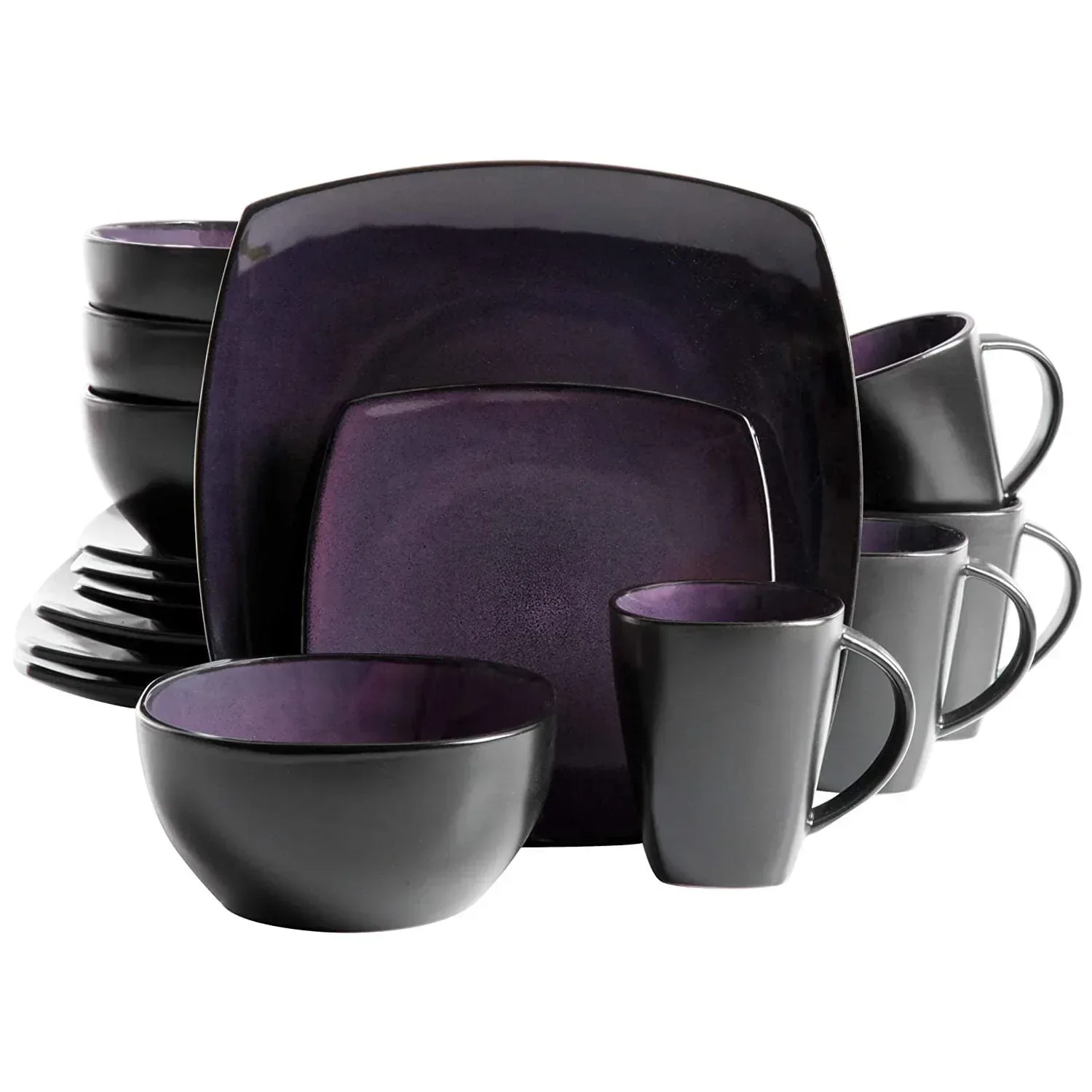 Gibson Soho Lounge Square 16-Piece Dinnerware Set - Black - Image 12