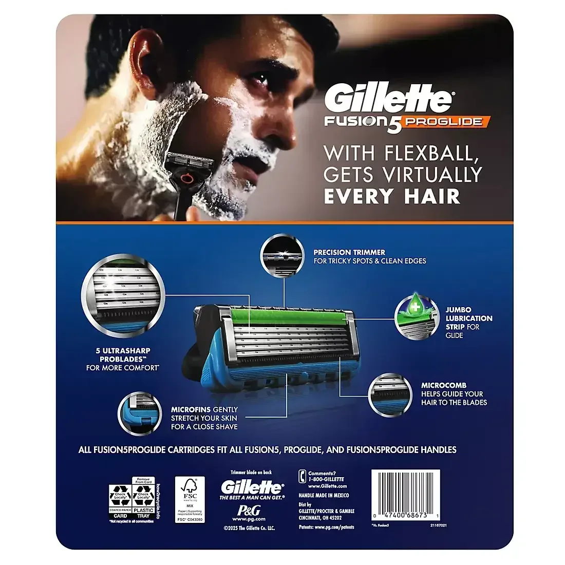 Gillette Fusion5 ProGlide Shaving Razor for Men, Razor Handle, 13 Razor Blade Refills - Image 2