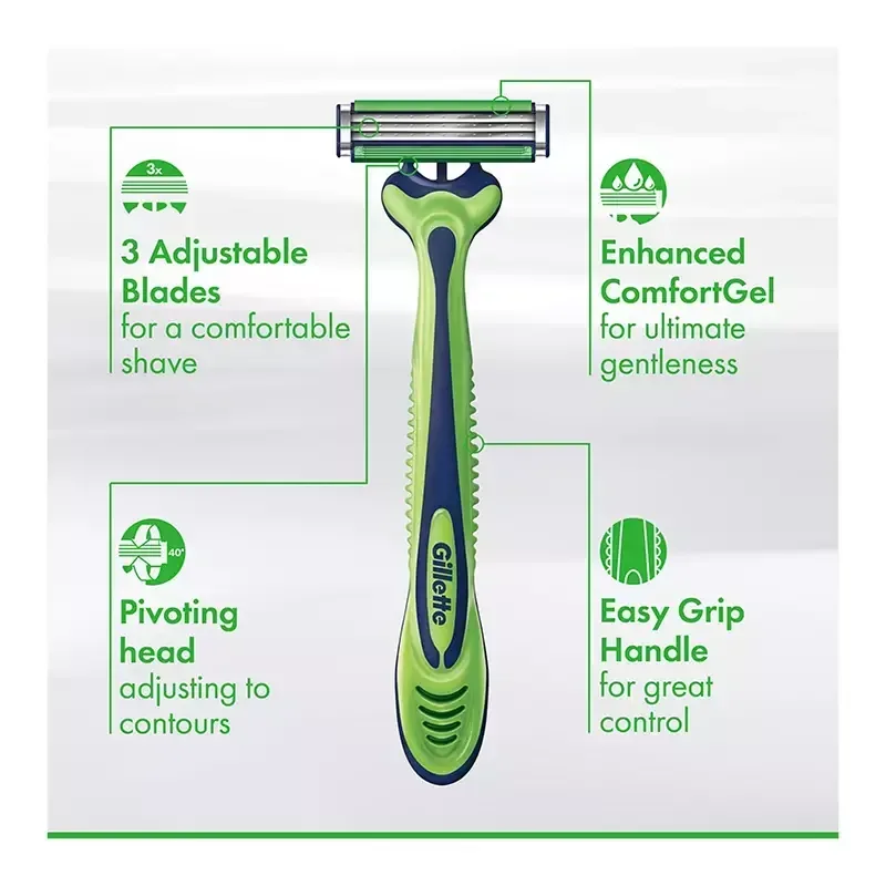 Gillette Sensor3 Sensitive Men's Disposable Razor, 3-Bladed Razor Blades, 24 ct. - Image 5