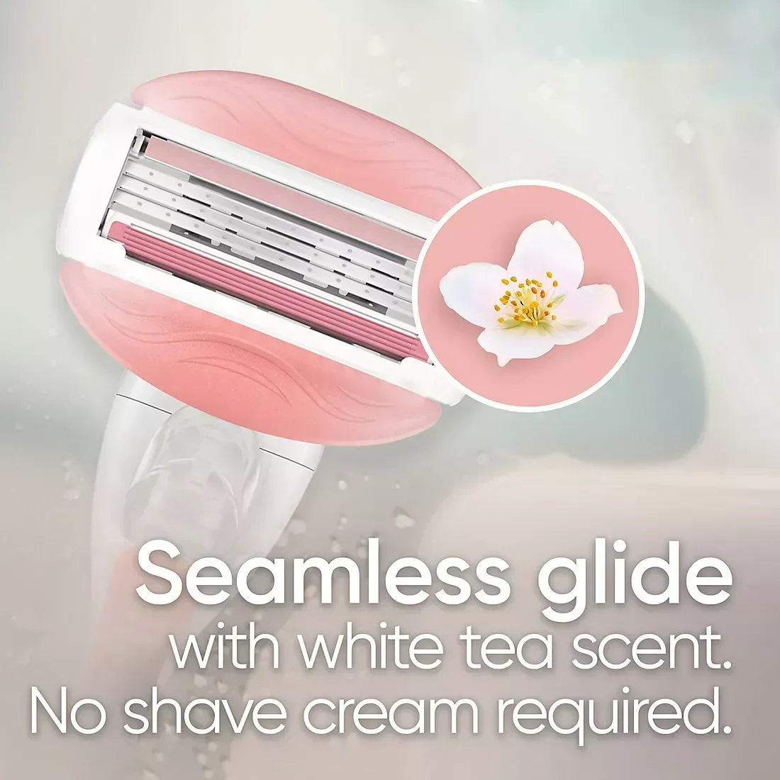 Gillette Venus ComfortGlide White Tea Scented Women's Razor, 3-Blades, 1 Handle + 12 Razor Blade Refills - Image 4