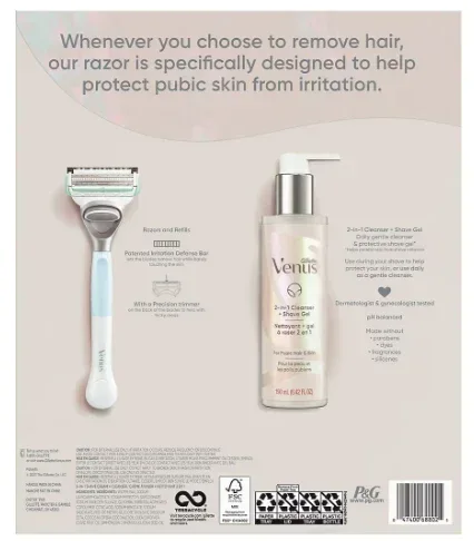 Gillette Venus Intimate Shaving Set With Women's Razor, 5 Blade Refills, and 2-in-1 Cleanser - Image 3