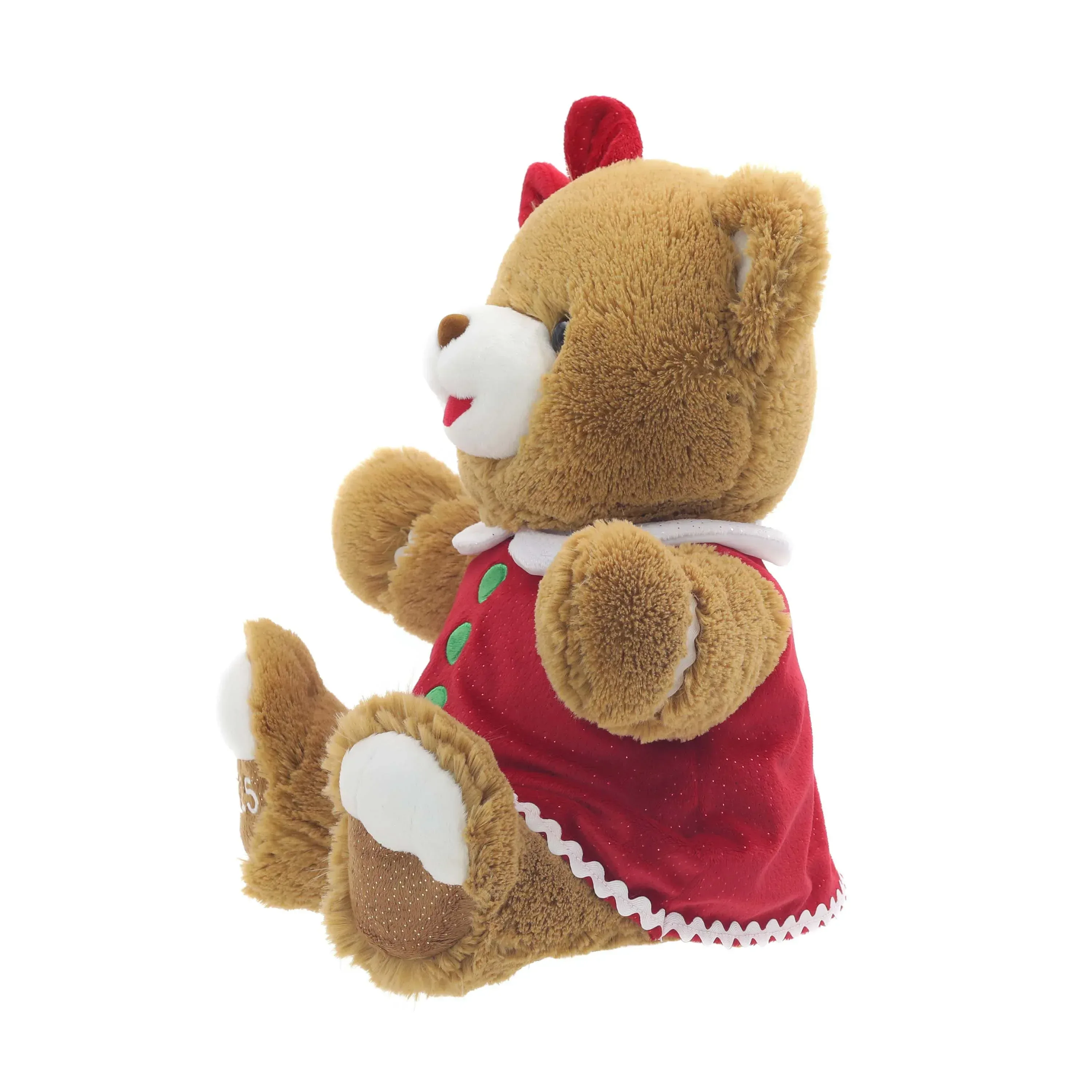 Gingerbread Girl 2025 Teddy Bear Christmas Plush, Brown, 15", by Holiday Time - Image 3