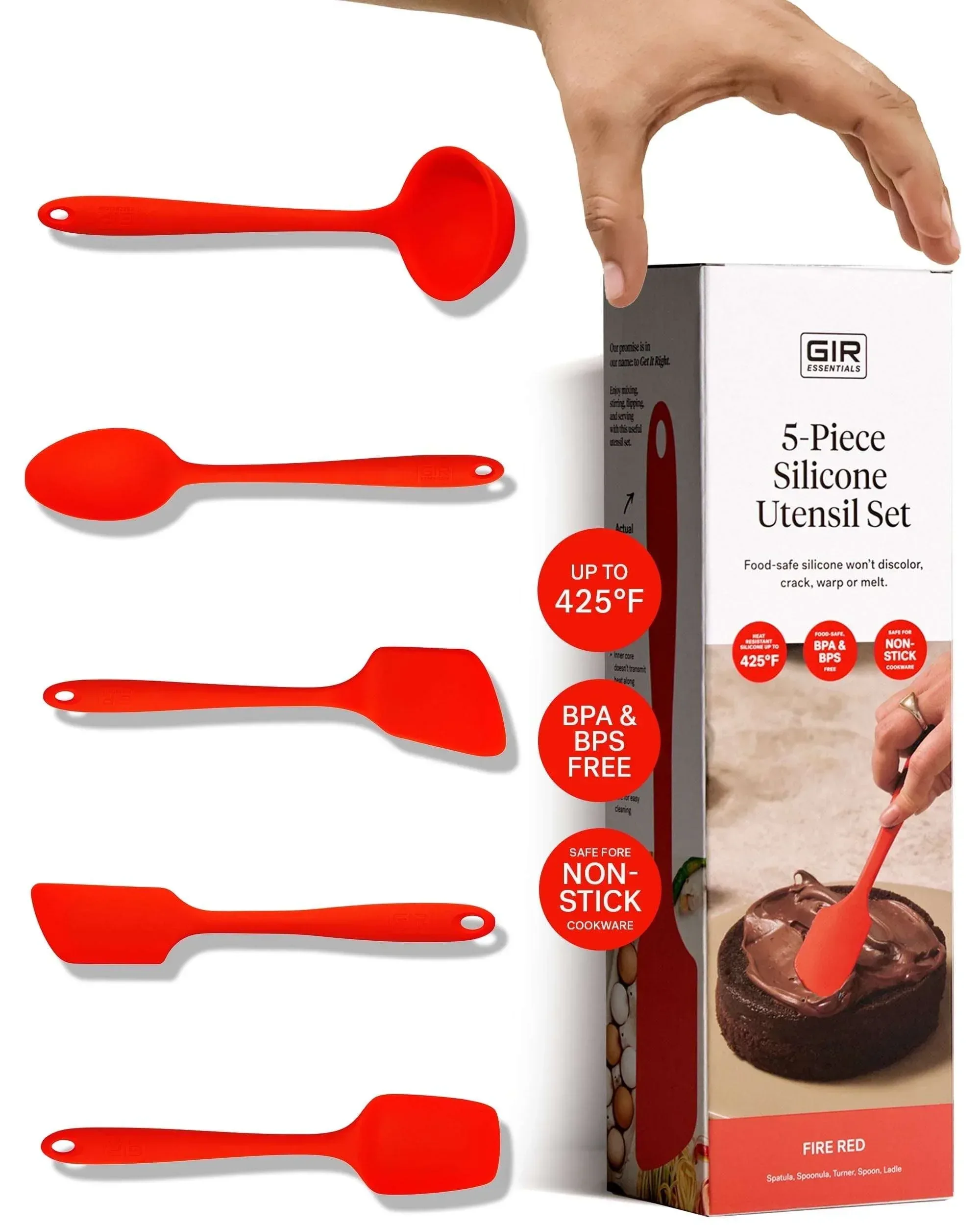 GIR: Get It Right 5 Piece Silicone Essentials Kitchen Utensils Set - Ladle, Spatula, Flip, Spoon & Spoonula - Non-Toxic Cooking Utensils for Nonstick Cookware, Cooking and Baking - Charcoal - Image 3
