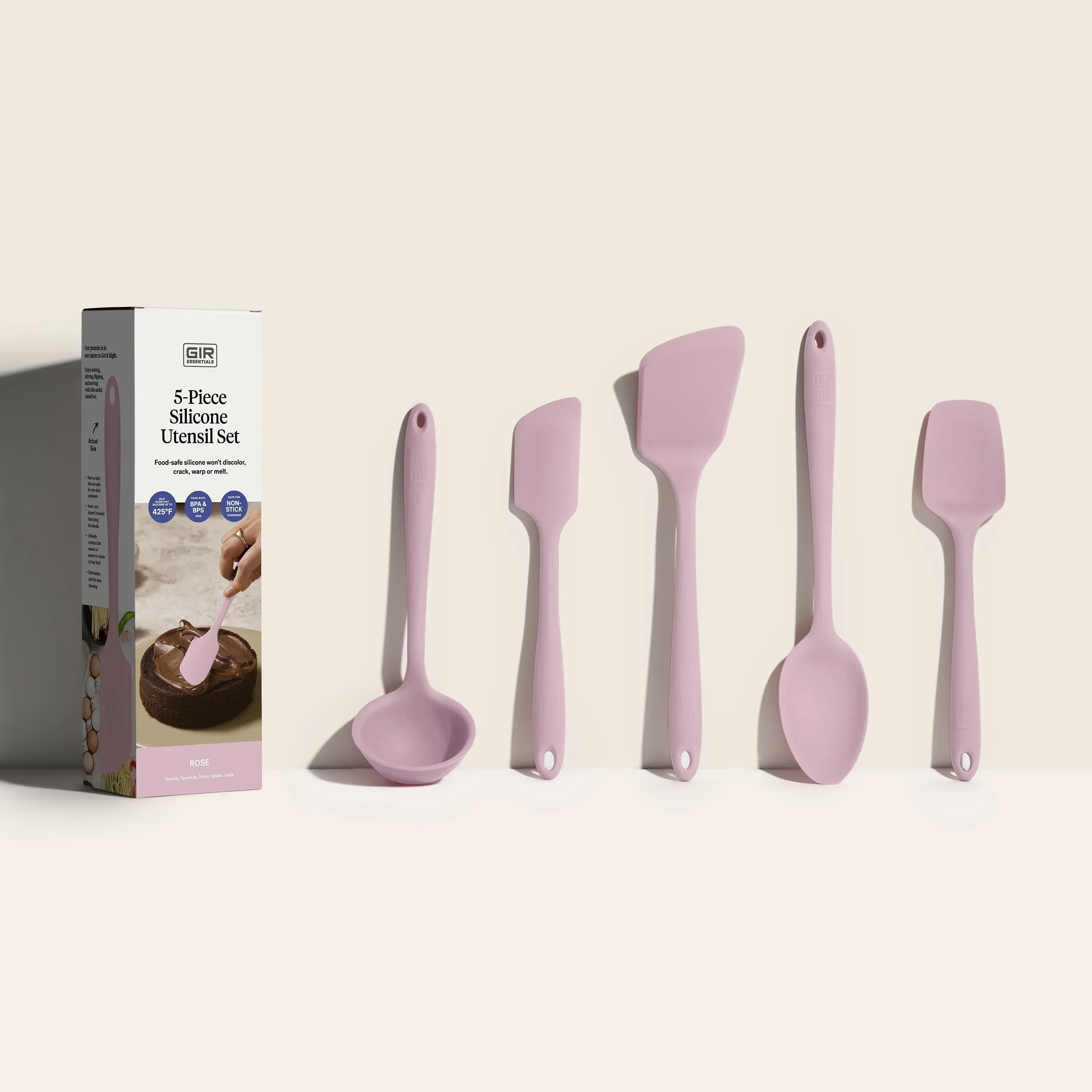 GIR: Get It Right 5 Piece Silicone Essentials Kitchen Utensils Set - Ladle, Spatula, Flip, Spoon & Spoonula - Non-Toxic Cooking Utensils for Nonstick Cookware, Cooking and Baking - Charcoal - Image 4