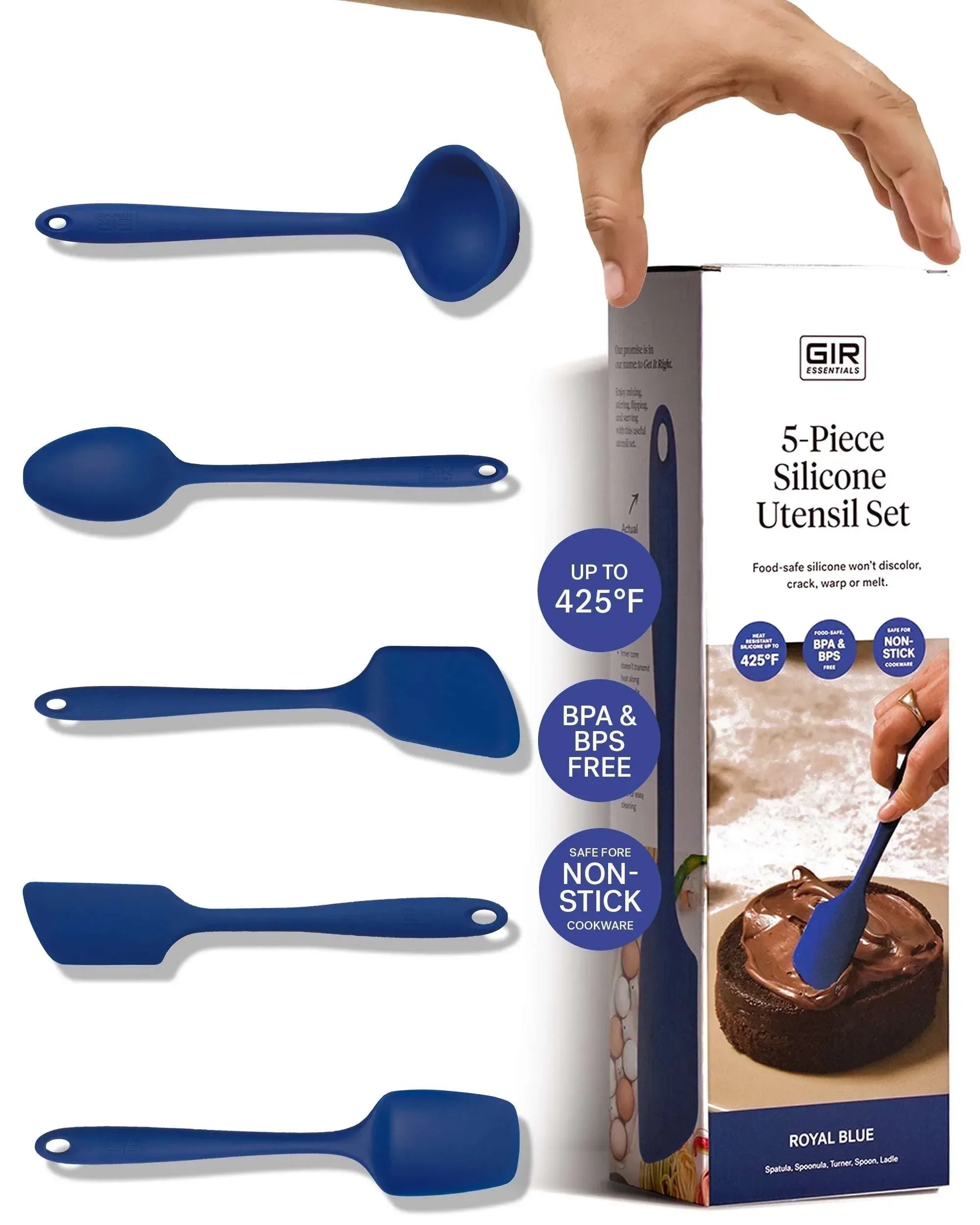 GIR: Get It Right 5 Piece Silicone Essentials Kitchen Utensils Set - Ladle, Spatula, Flip, Spoon & Spoonula - Non-Toxic Cooking Utensils for Nonstick Cookware, Cooking and Baking - Charcoal - Image 5