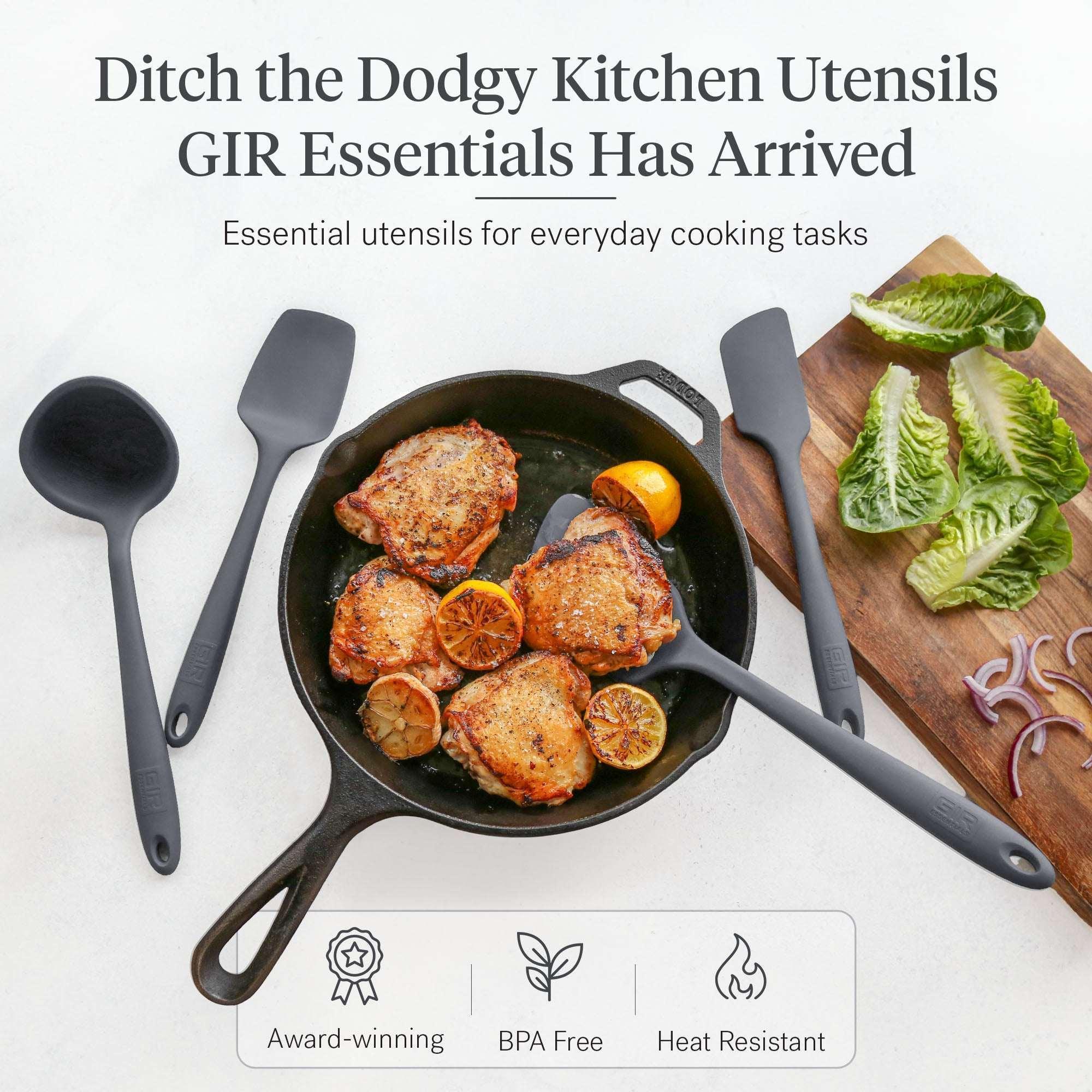 GIR: Get It Right 5 Piece Silicone Essentials Kitchen Utensils Set - Ladle, Spatula, Flip, Spoon & Spoonula - Non-Toxic Cooking Utensils for Nonstick Cookware, Cooking and Baking - Charcoal - Image 6