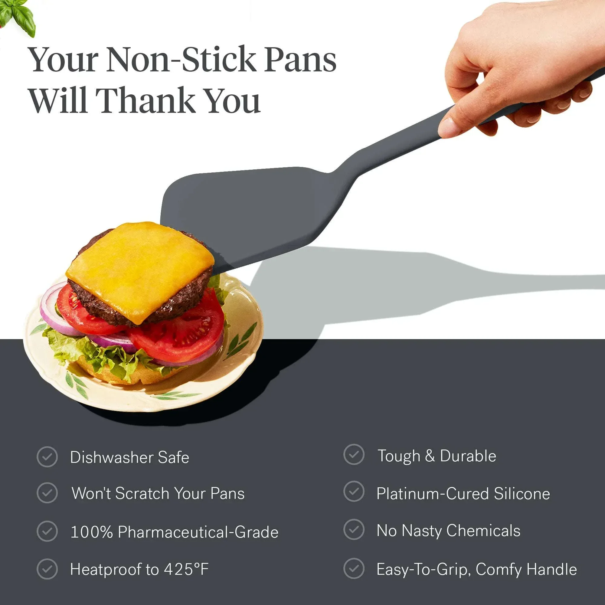 GIR: Get It Right 5 Piece Silicone Essentials Kitchen Utensils Set - Ladle, Spatula, Flip, Spoon & Spoonula - Non-Toxic Cooking Utensils for Nonstick Cookware, Cooking and Baking - Charcoal - Image 7