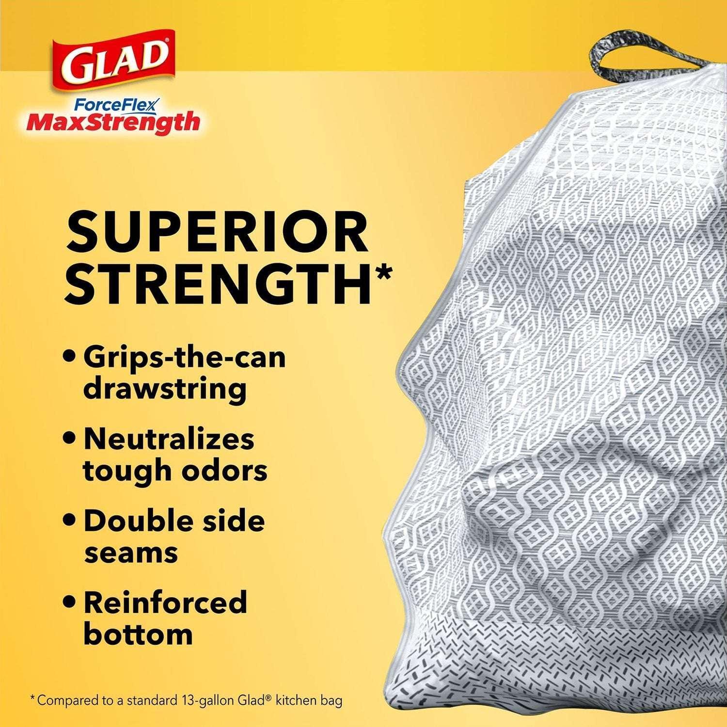 Glad ForceFlex Tall Kitchen Trash Bags With Clorox, Lemon Fresh Bleach Scent 13 gal., 120 ct. - Image 8