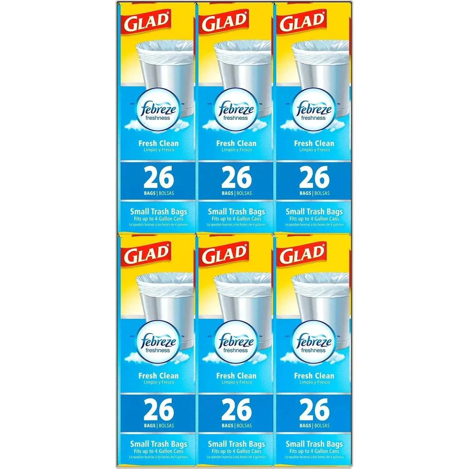 Glad Small Twist-Tie White Trash Bags, Fresh Clean Scent with Febreze Freshness, 4 gal., 156 ct. - Image 7
