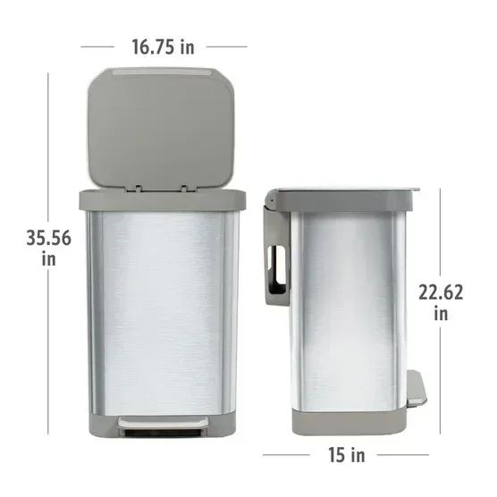 Glad Stainless Steel Trash Can and Bag Bundle - Image 2