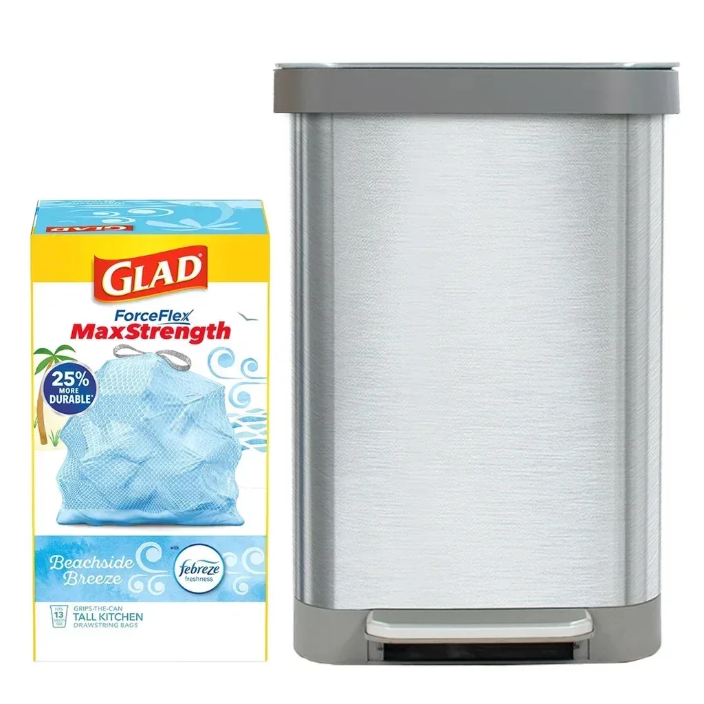 Glad Stainless Steel Trash Can and Bag Bundle - Image 8
