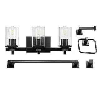Globe Dakota 5-Pc. All-In-One Bathroom Set - Black - Image 3