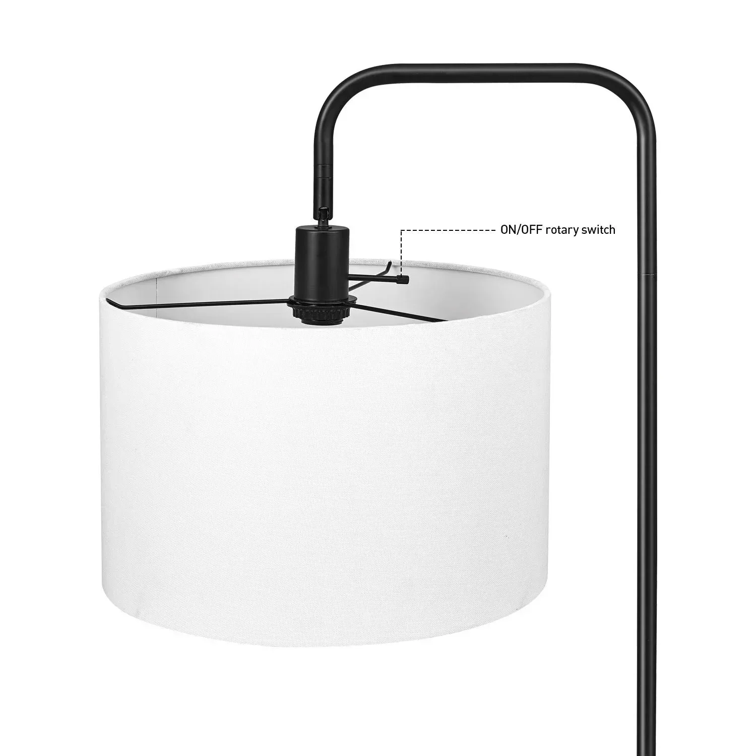Globe Electric Barden Floor Lamp in Matte Black with Linen Shade and LED - Image 2