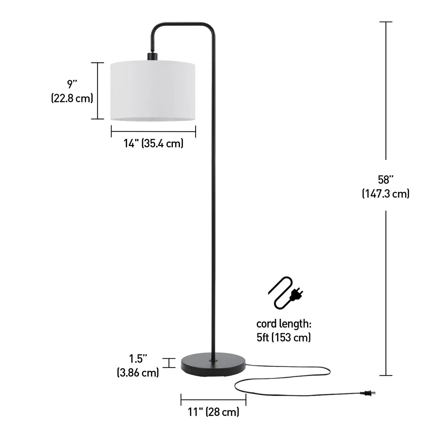Globe Electric Barden Floor Lamp in Matte Black with Linen Shade and LED - Image 3